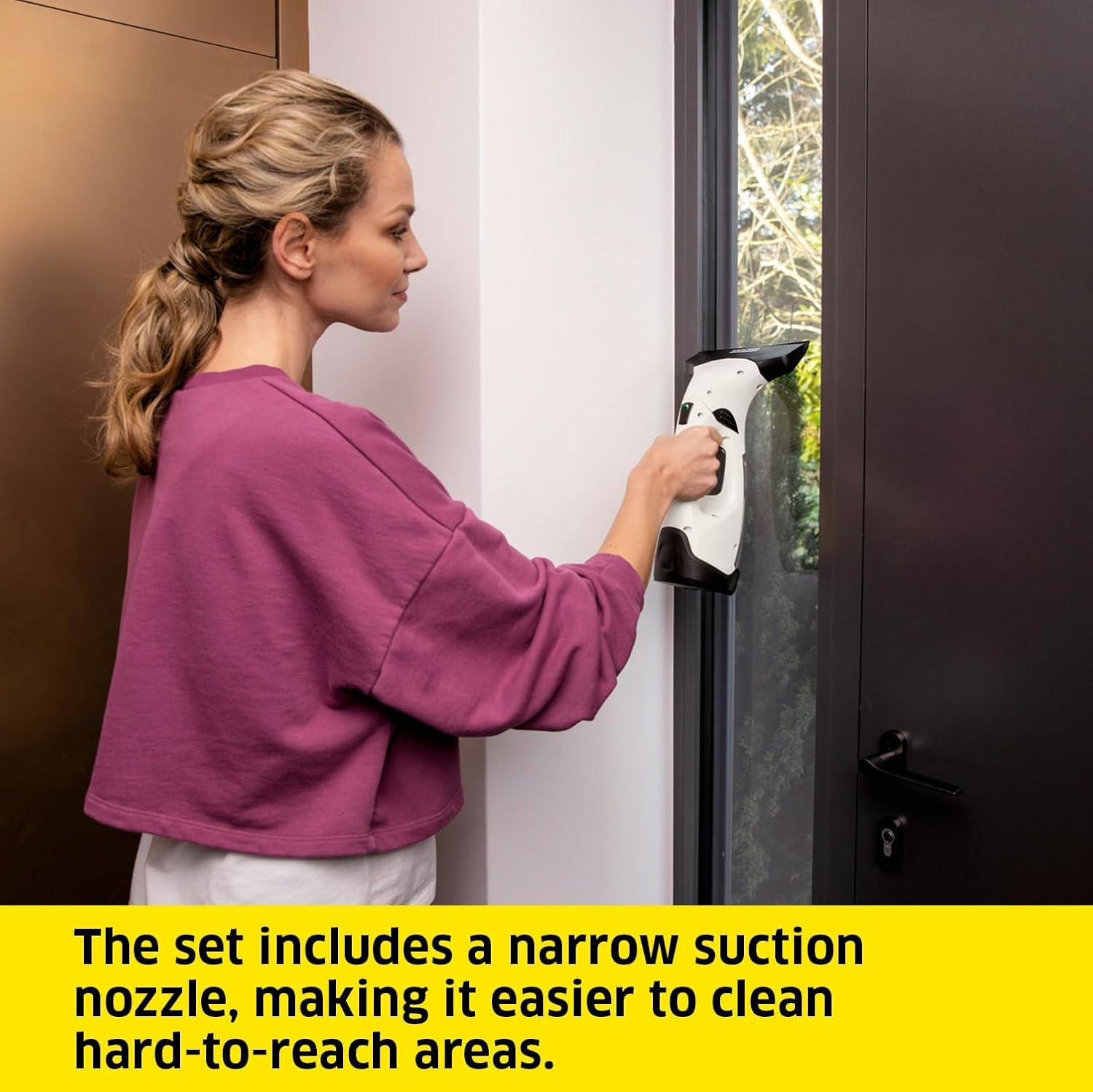 Window Vac WV 2 plus N, Battery Running Time: 35 Min, LED Display for Battery Status, 2 Suction Nozzles, Spray Bottle with Microfibre Cloth, 20 Ml Window Cleaner Concentrate