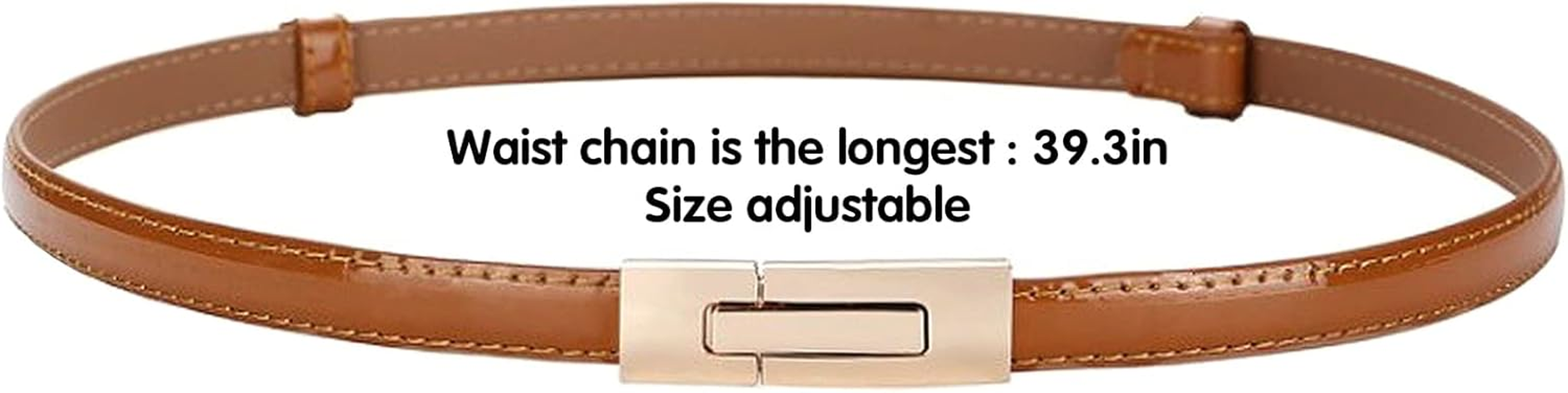 Lamdgbway Skinny Belts for Women Thin Leather Belt Adjustable Slim Waist Belt for Dress Brown 100CM image number 1