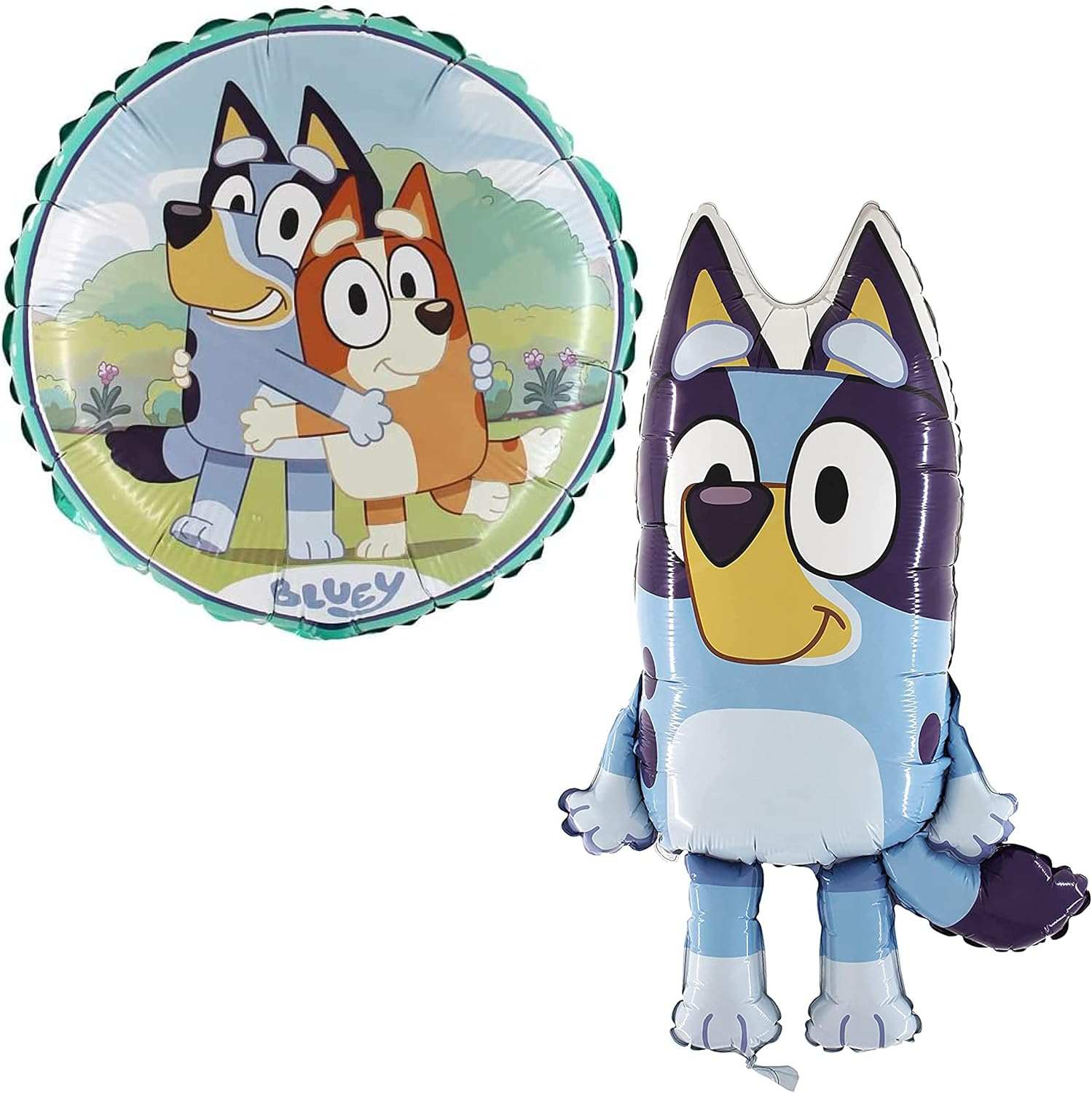 Toyland&reg; 2 Pack Bluey Balloons - round Characters Balloon & Large Bluey Shaped Balloon - Children'S Party Decorations