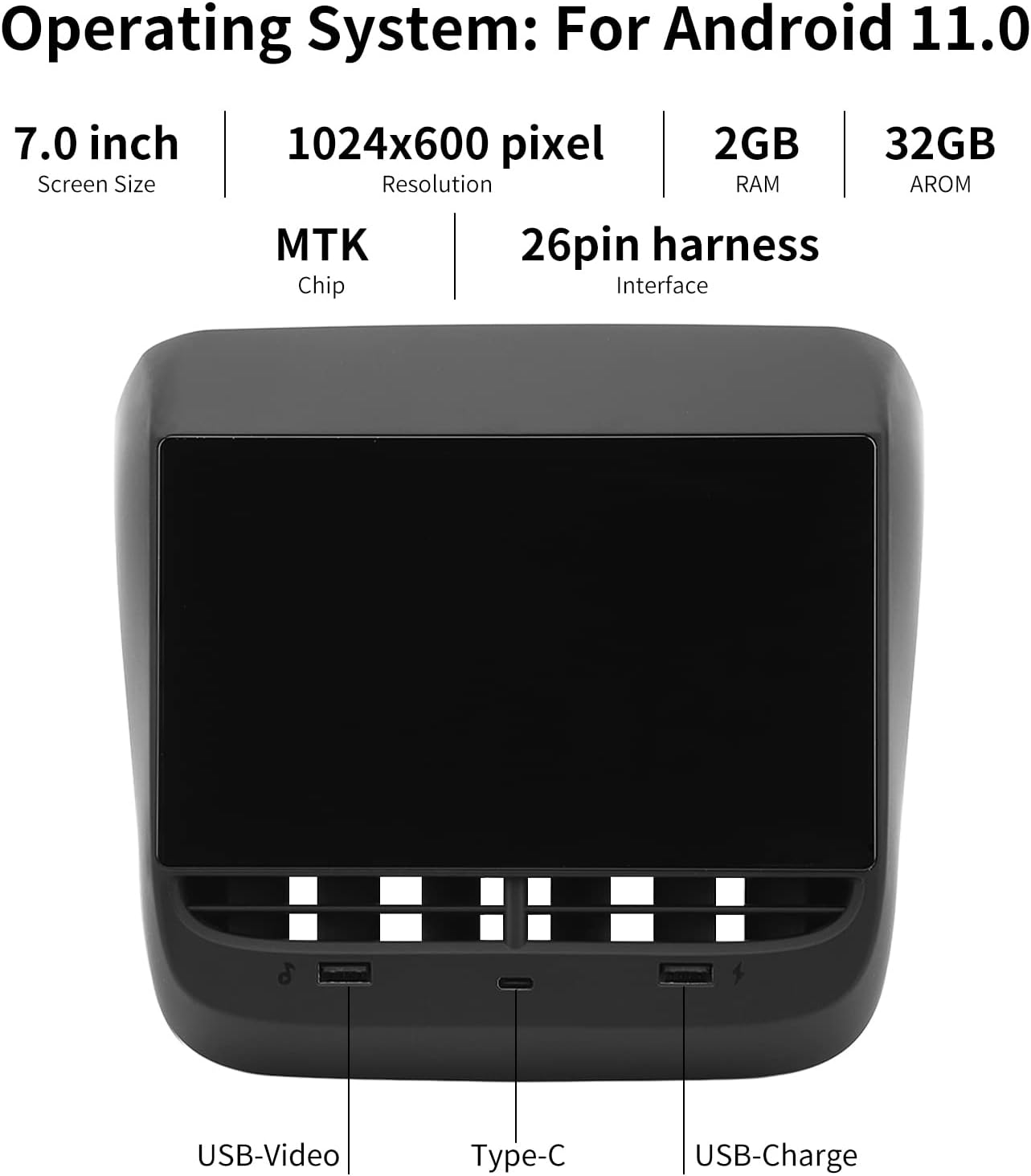 Rear Seat Display Screen, 7In Back Seat HD Touchscreen Head Unit for Tesla Model 3 Y, AC Climate Media Control Multimedia Player for Tesla Model Y 2020‑2023 image number 3