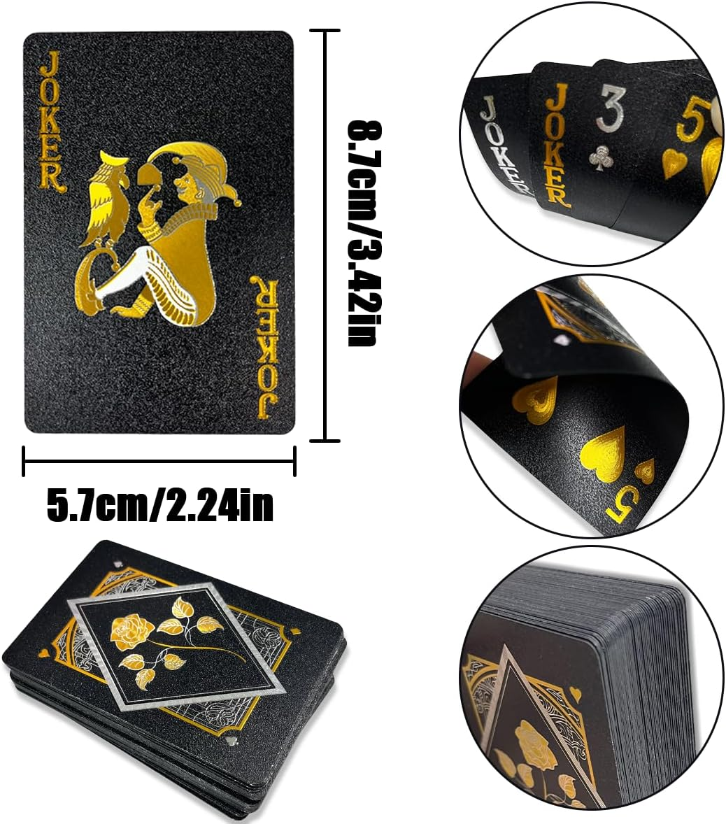 TEAONE Black Playing Card, 1 Deck Waterproof Poker for Party, Game, Magic Trick (8.8 X 6.3Cm/3.46 X 2.48In) image number 5