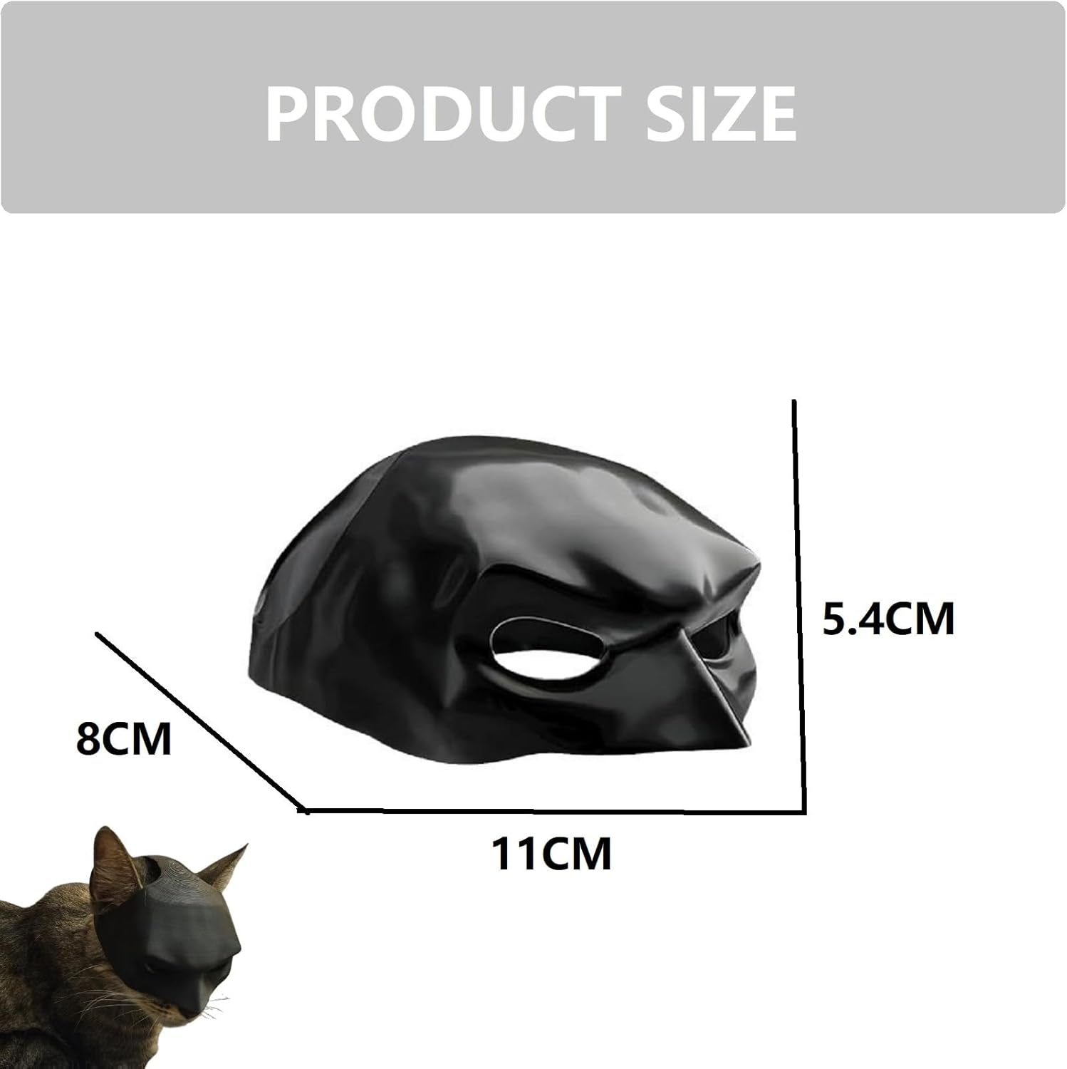 Batcat Mask, Bat Mask for Cats, Funny Black Bat Mask for Cats, Cat Bat Cosplay Hat, Cat Bat Mask, Cat Clothing, Pet Costume for Halloween or Daily Fun, 11 Cm image number 1