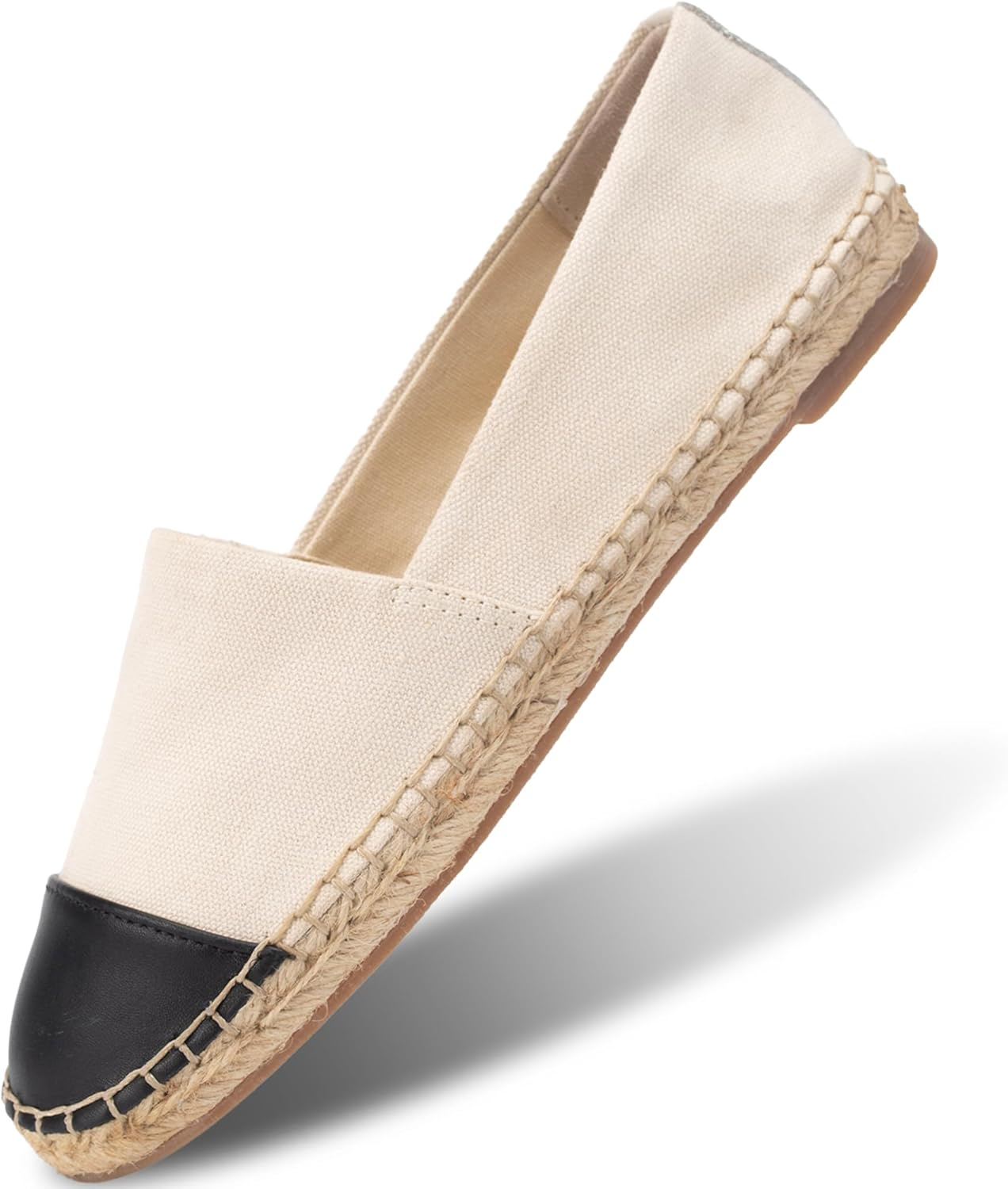 Landing Craft Espadrilles Flats for Women,Nonslip Loafers Breathable round Toe Canvas Flats