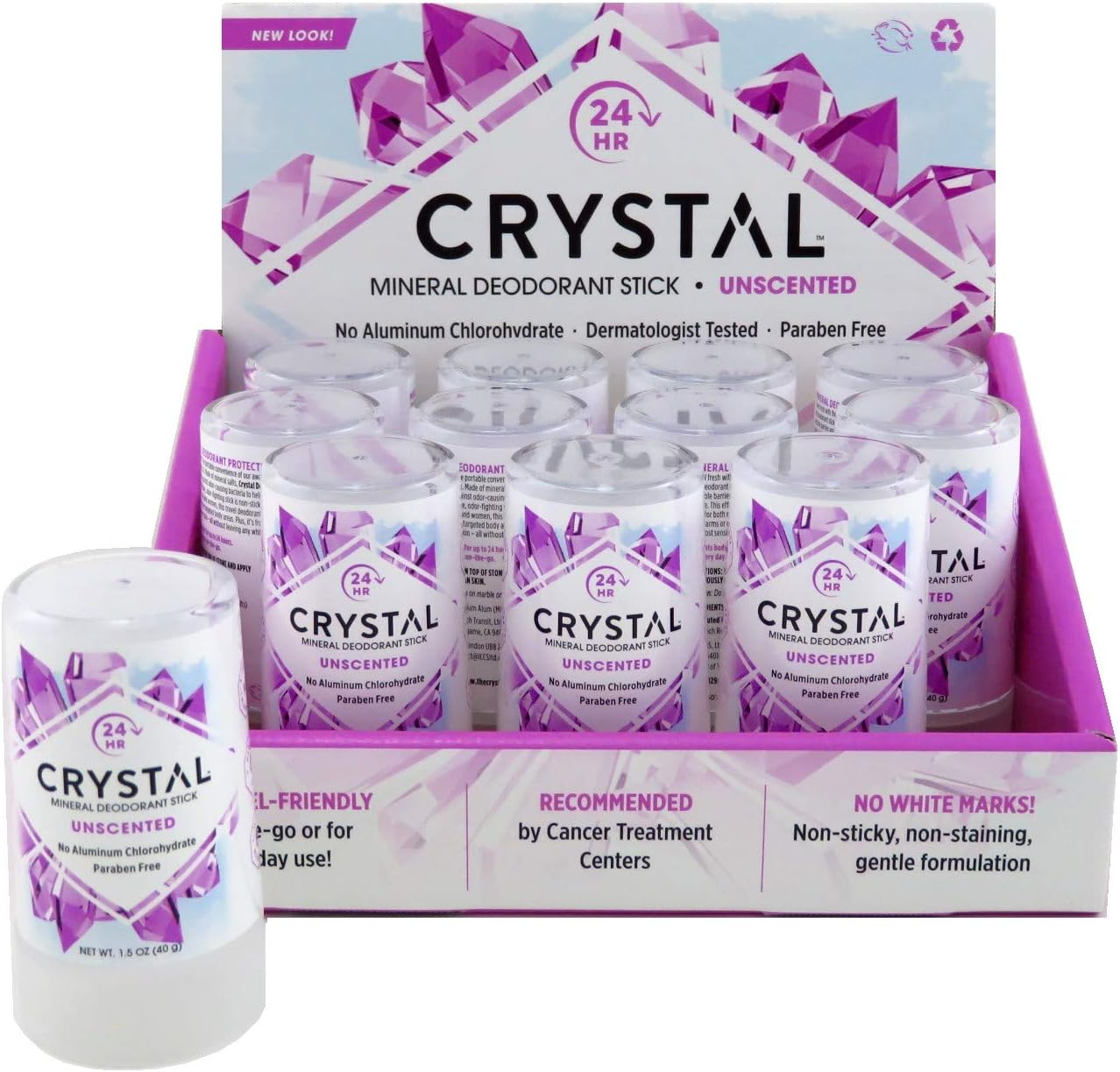 Crystal Body Deodorant Travel Stick, Unscented 45Ml Pack of 6