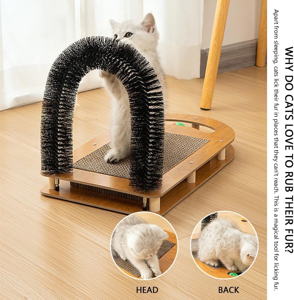 MUSONG Cat Scratching Post and Toy Set &ndash; Corrugated Paper Cat Scratch Pad, Indoor Cat Scratcher Tower with Ball and Toys, Carpet Scratch Pad & Self-Grooming Massager for Cats image number 2