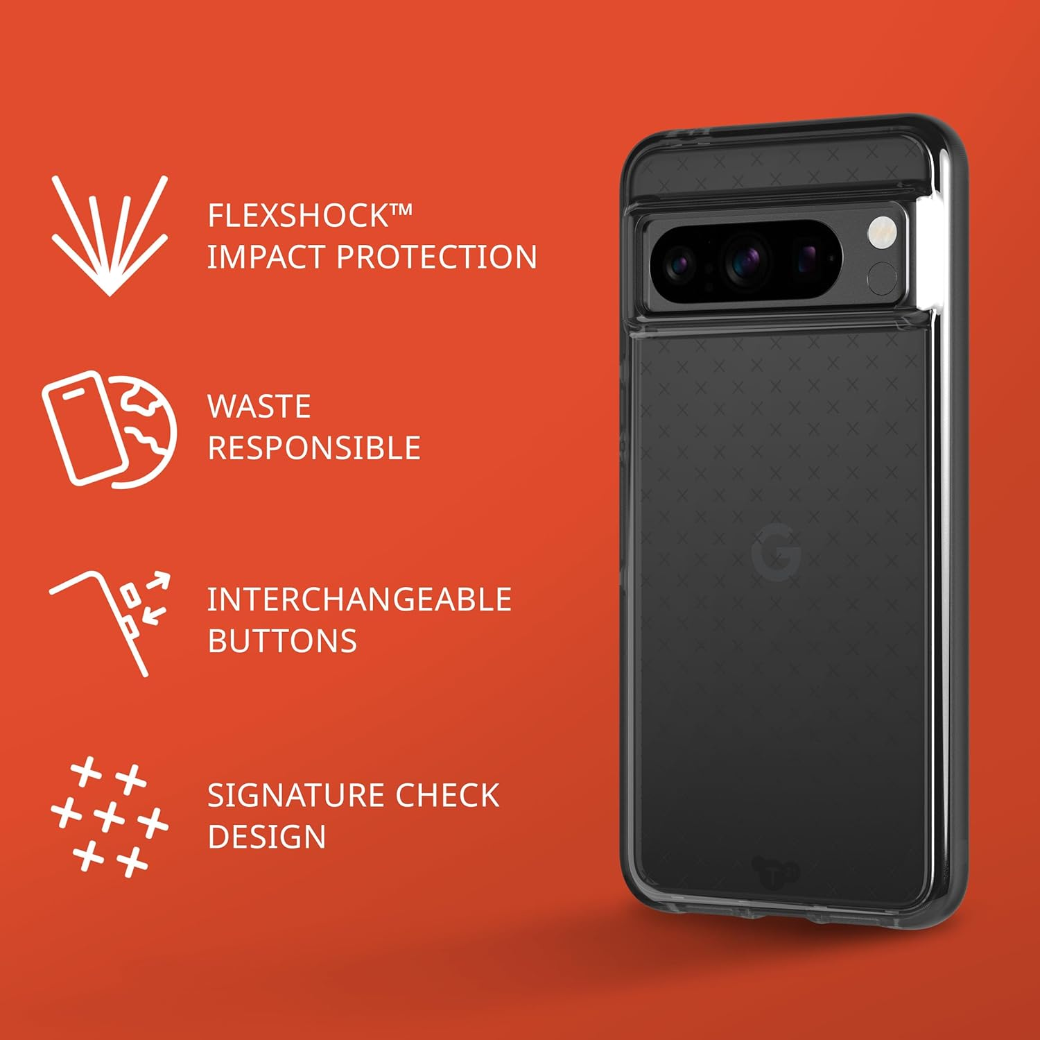 Tech21 Evo Check for Google Pixel 8 Pro -Impact Protection Case - Smokey Black