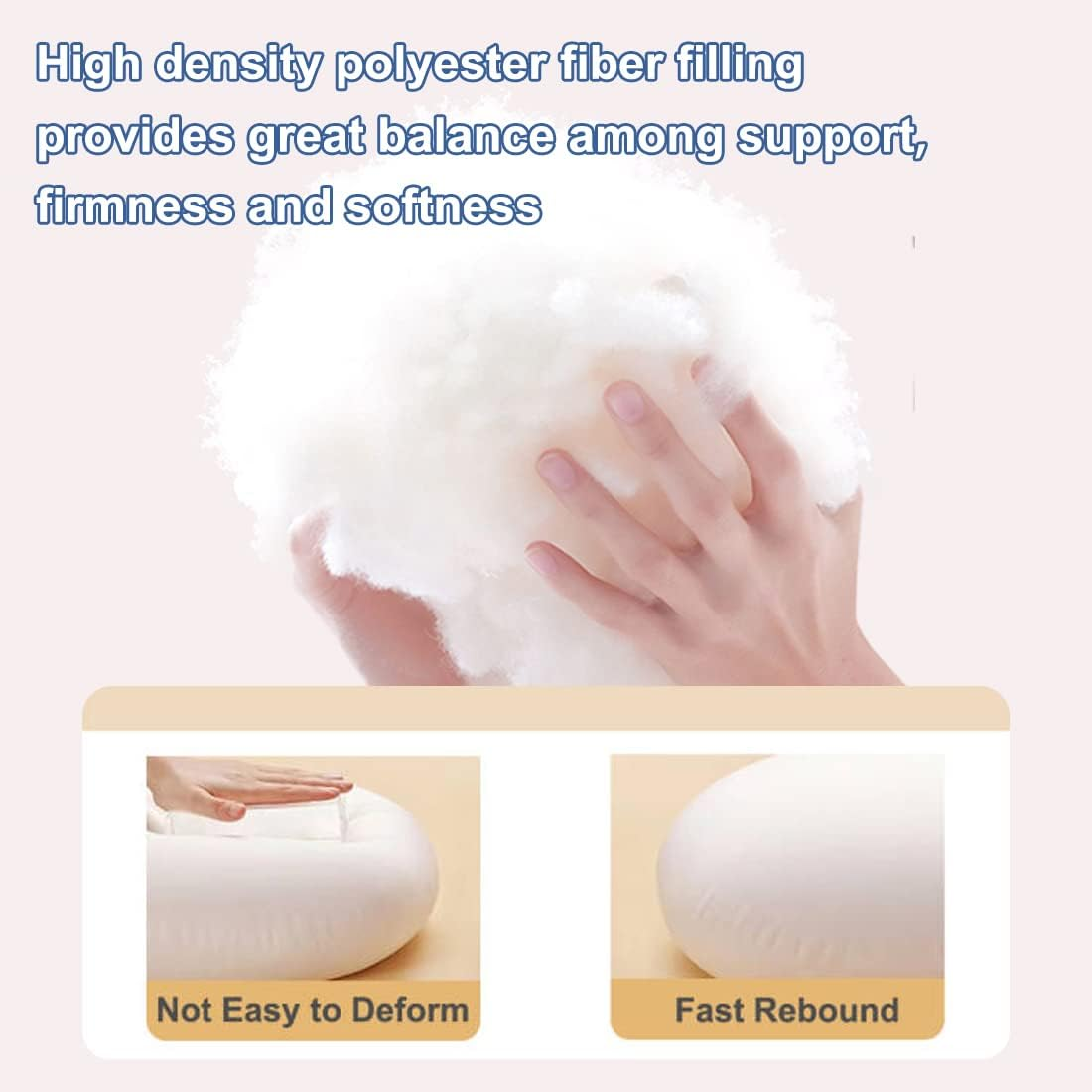 Body Pillow for Adults, Bolster Pillow with Removable Velour Cover, Long round Roll Cylinder Pillow for Bed, 47" X 7.87", Pink image number 2