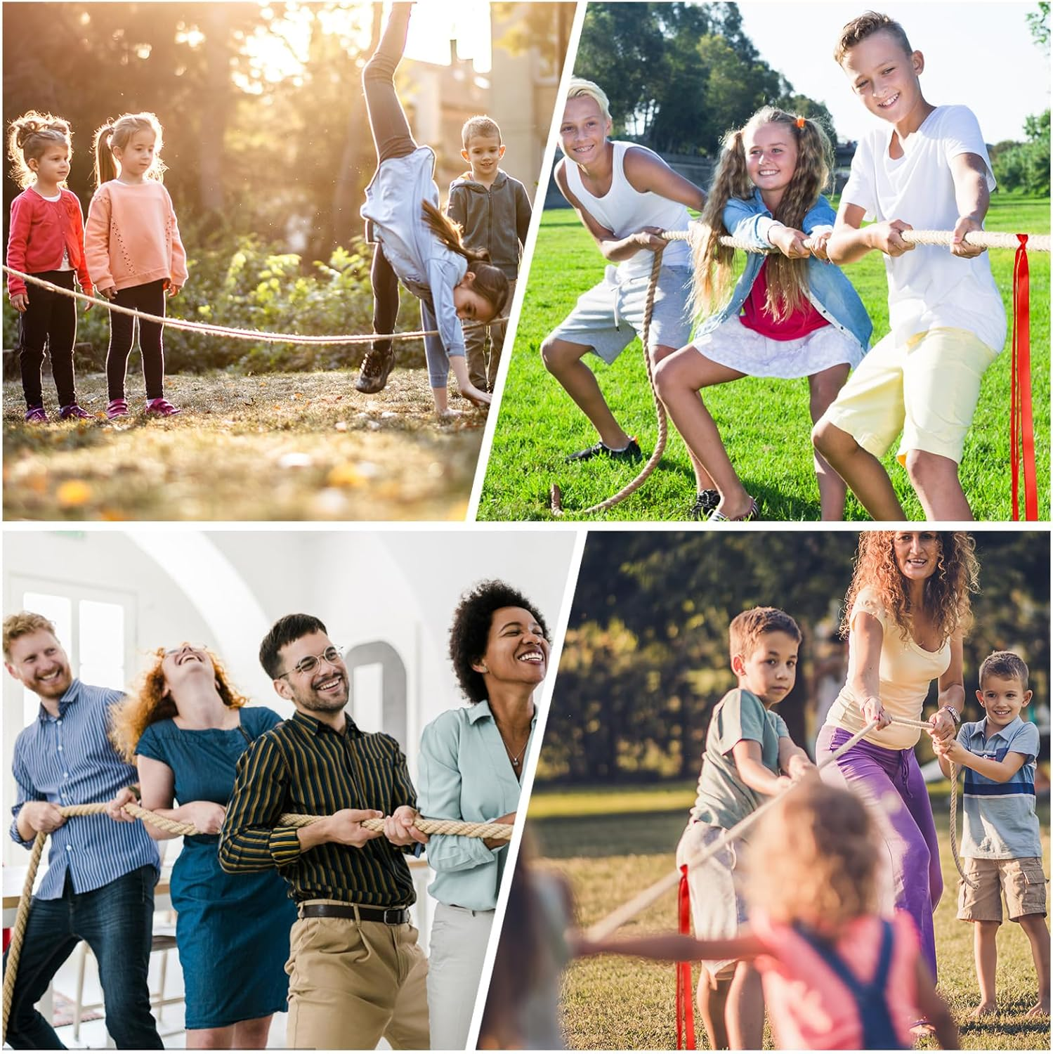 NEBURORA 20FT Tug of War Rope for Kids and Adults Outdoor Games Field Day Family Reunion Summer outside Yard Backyard Lawn Camping Picnic Carnival Party Games Khaki