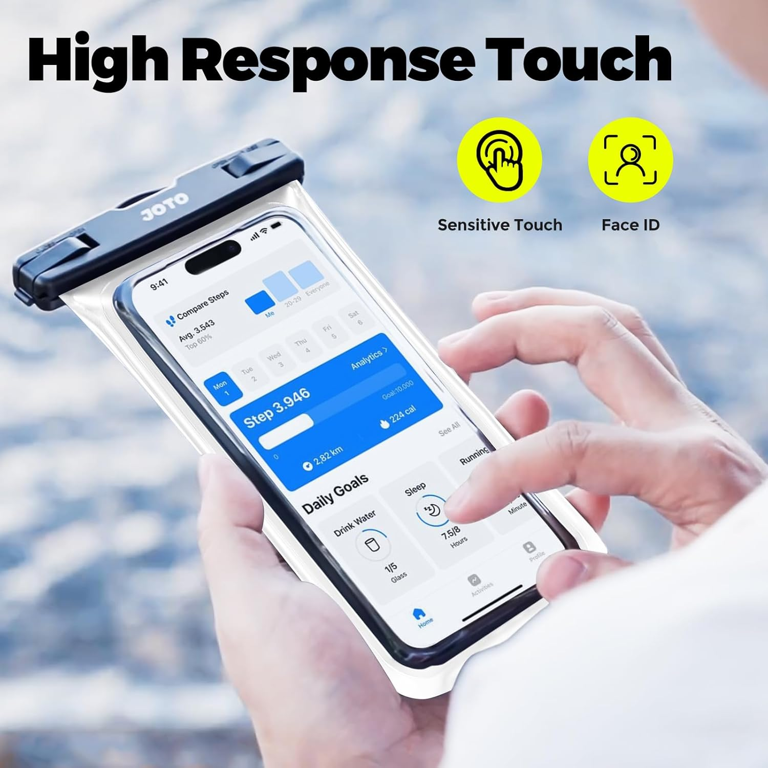 JOTO 2 Pack Waterproof Phone Pouch Case up to 7", IPX8 Underwater Phone Case Cellphone Dry Bag for Iphone 17 16 15 14 13 12 Pro Max Xs Max XR X 8 7 6S plus Se/Galaxy S24 S23 S22 S21 -Black/Clear - Black image number 5