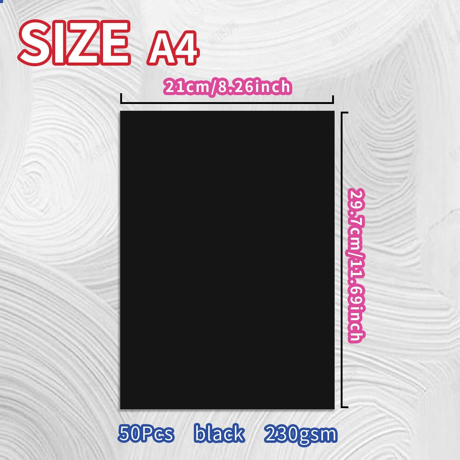 50 Sheets Black Kraft Cardstock Paper A4 for DIY Projects and Crafts, Thick 230Gsm Black Cardstock Paper Bulk for Printing Drawing Invitation Making, Laser and Inkjet Printer Paper, 8.3X11.7 Inches image number 5