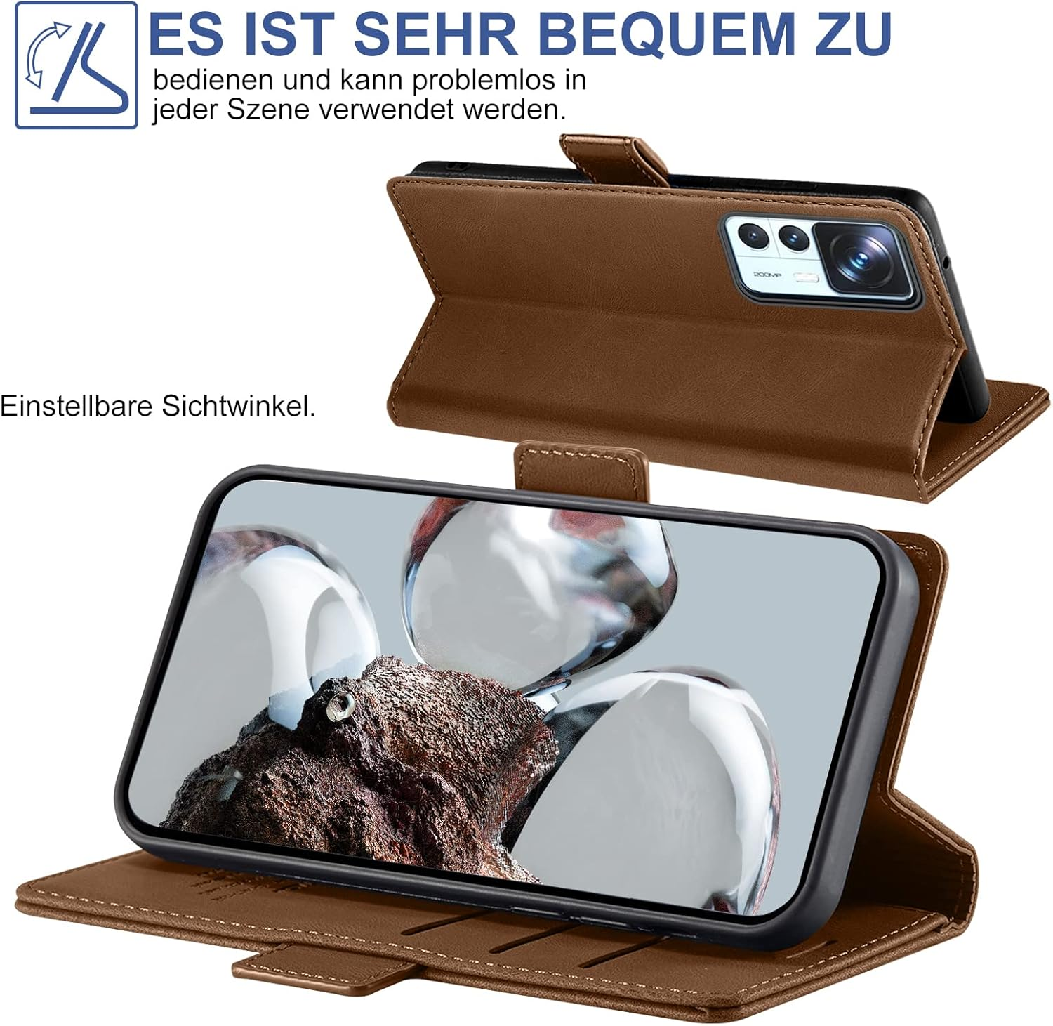 Giyer Mobile Phone Case for Xiaomi 12T/12T Pro 5G Case with Screen Protector, Stand Function, Card Slot, Wallet Premium Leather Protective Case, 12T Pro Flip Case Cover, Shockproof Flip Case 12T 5G, - Green image number 2