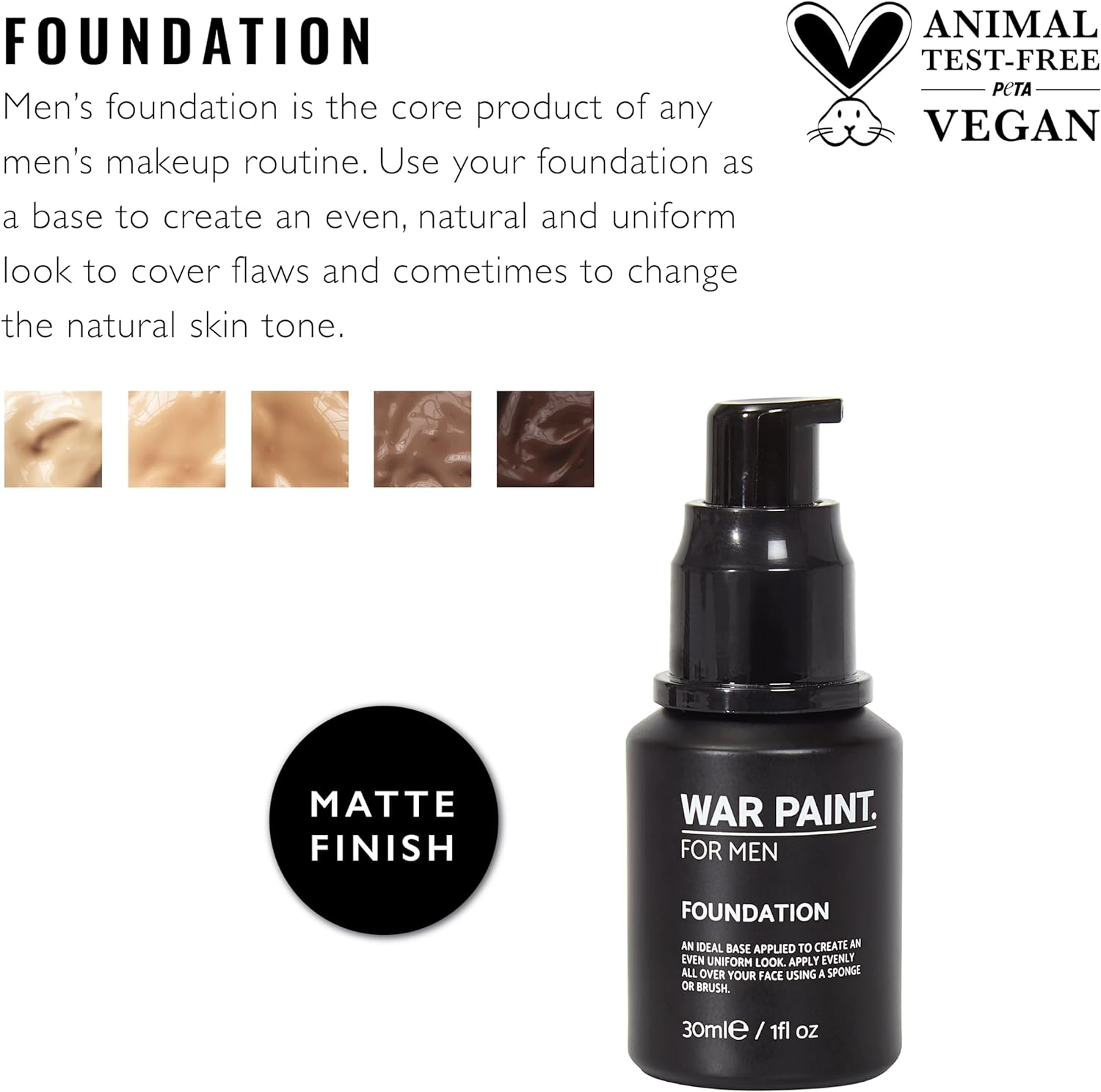 War Paint Foundation for Men, Medium, 30 Ml - Light image number 3