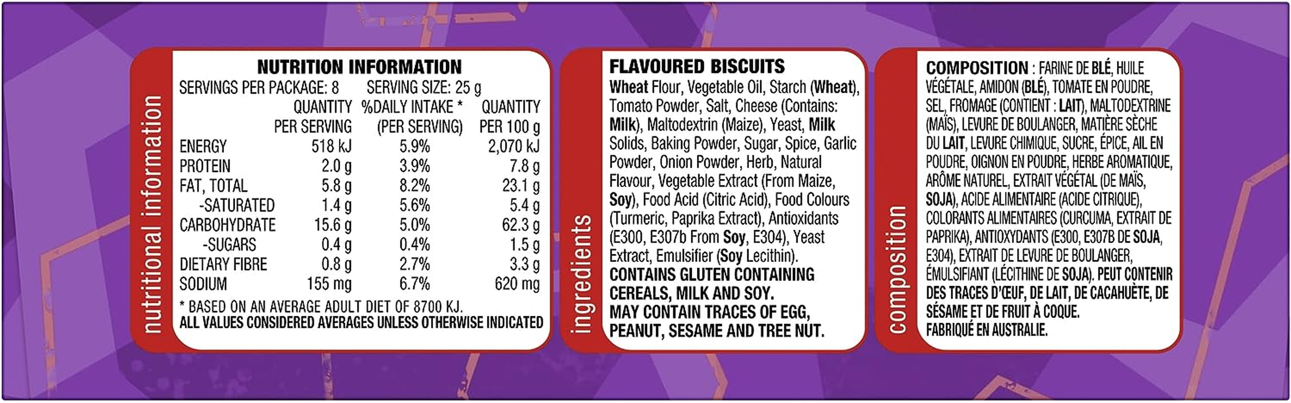 Arnott'S Shapes Original Crackers Pizza Multipack 8 Pack image number 4