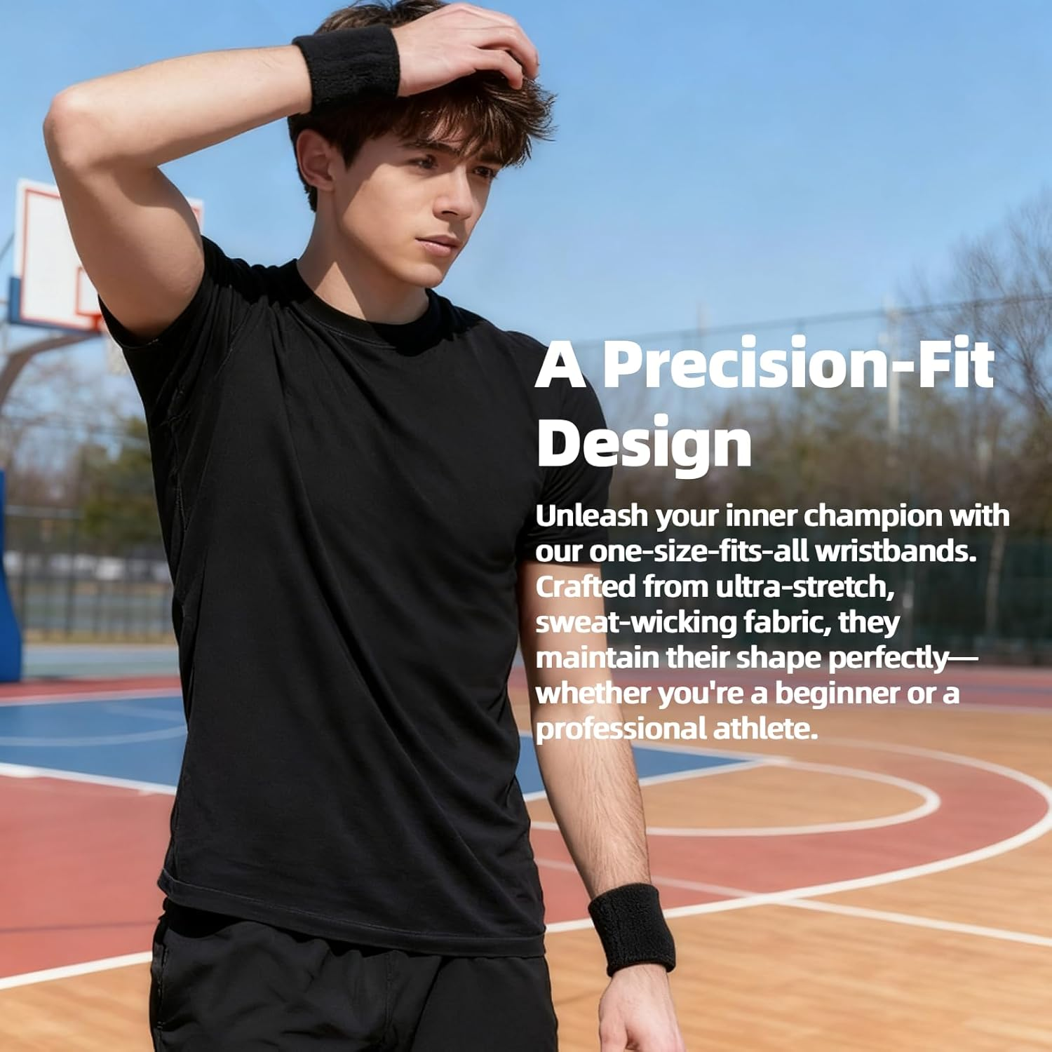 ONBPIY Sports Wristbands 1 Pairs Sweat Absorbing Wrist Bands for Men Women Gym Tennis Basketball Running Workout image number 1