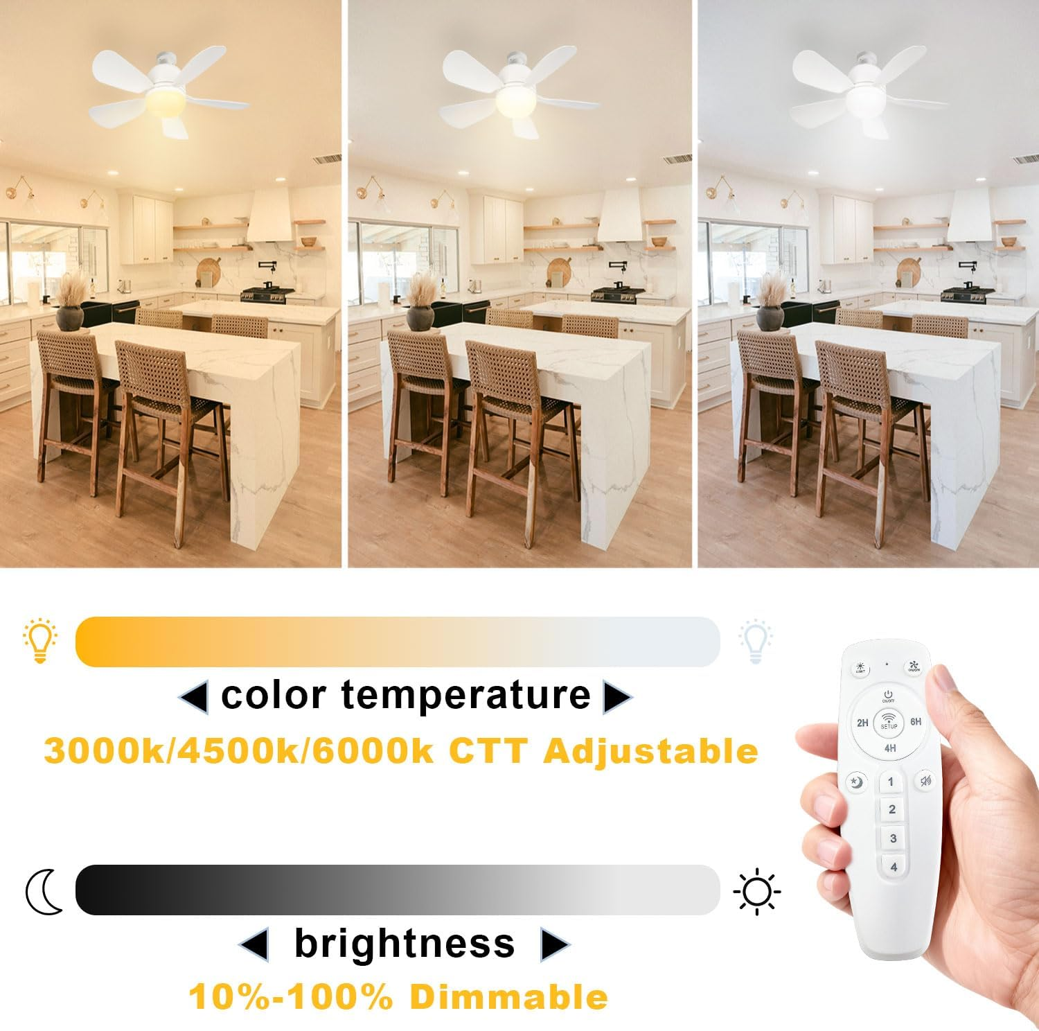 60CM Socket Fan Light with B22 Base Extension, Upgraded LED Light Socket Fan, Ceiling Fan with Lights and Remote for Bathroom, Kitchen, Bedroom image number 3