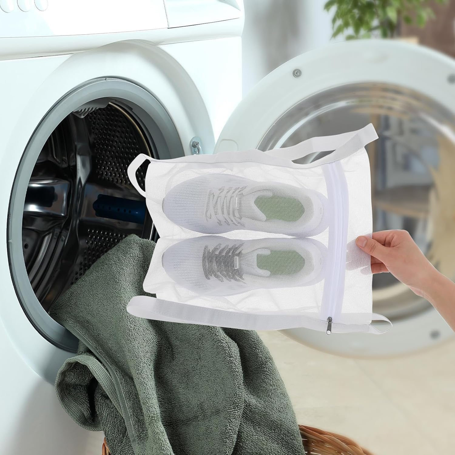 Sneaker Wash Dry Net Bag, 2Pcs Sneaker Mesh Bag, Large Mesh Bags,Laundry Bags Sturdy Drying Mesh Bags,Smooth Zipper Laundry Bags, Bag Sturdy Drying Mesh Bags image number 1