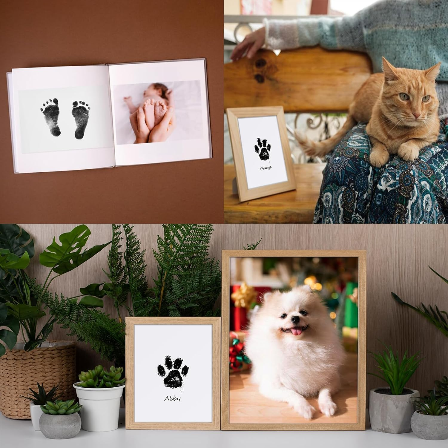 2Pcs Baby Hand and Footprint Kit Pet Paw Print Kit Kit Footprint Kit Baby with 2 Ink Pads and 4 Imprint Cards Infant Hand and Foot Stamp Ink Pad image number 3