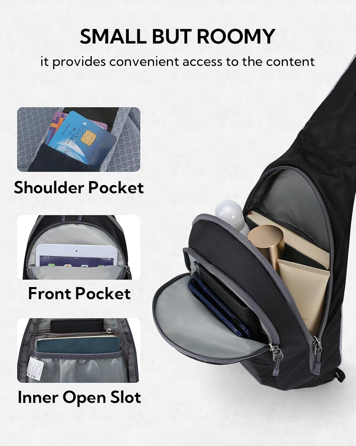 WATERFLY Small Sling Hiking Bag: Shoulder Bag for Women Men Crossbody Chest Travel Daypack image number 5