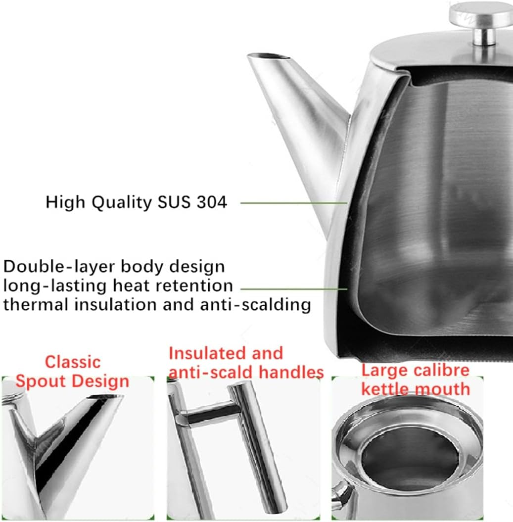 Frafuo Stainless Steel Tea Pot with Infuser for Loose Tea-1000Ml Large Capacity Kettle Teapot with Infuser-Magic Teapot with Strainer Separates Water with Tea or Any Infusion (Not for Gas Stovetop) image number 2