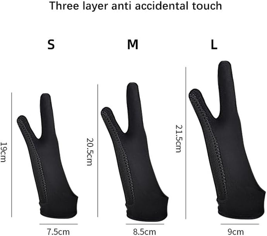 CENZICOM 2 Pack Drawing Glove, Artist Glove with Two Fingers for Drawing Tablet Ipad, Digital Art Palm Rejection Glove, Good for Left and Right Hand (S) image number 6
