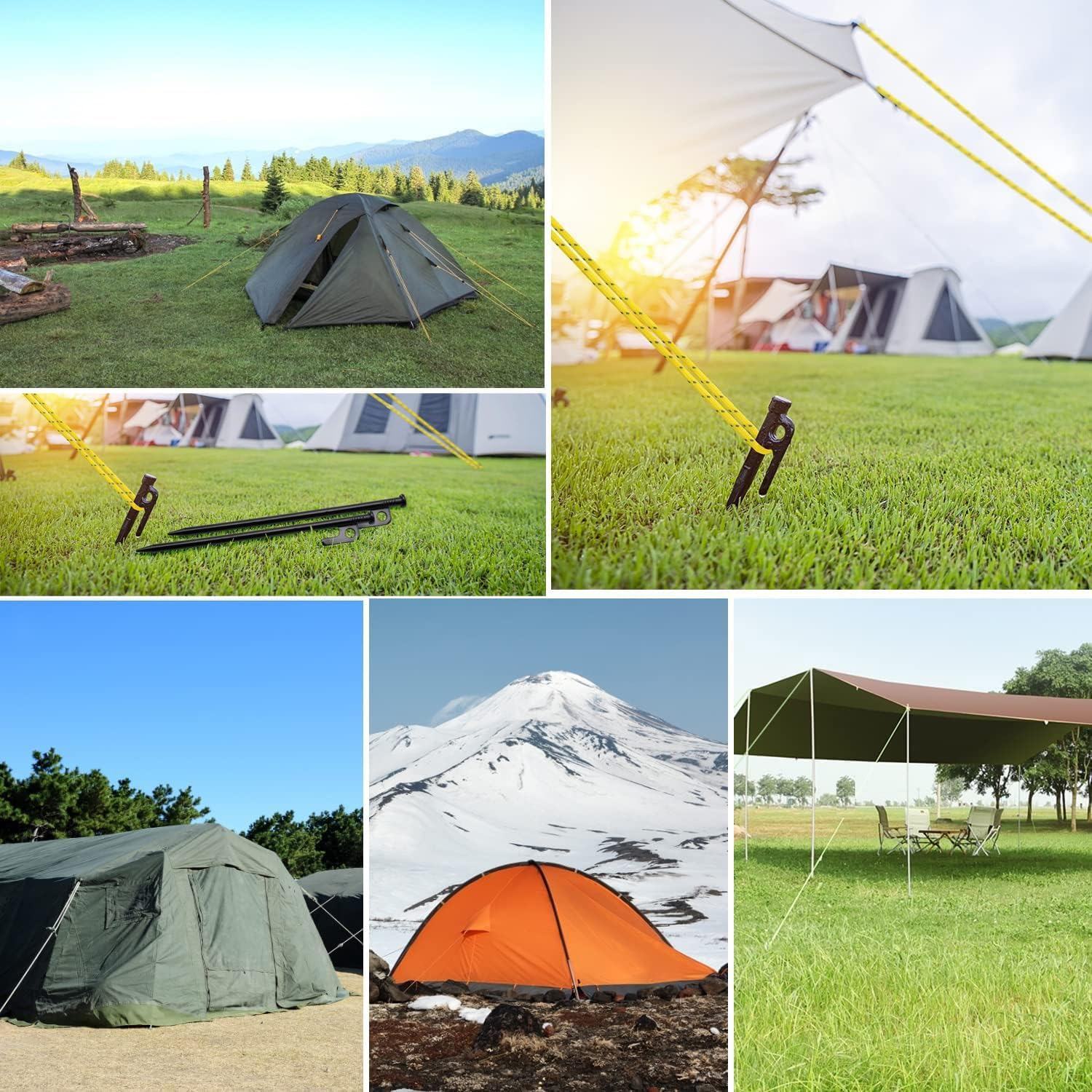 WYFVITDY 12Pcs 20Cmtent Stakes Heavy Duty Metal Camping Tarp Pegs Steel Tent Spikes for Tent Tarp Outdoor Trip Canopy Large Hard Ground Rocky Soil Tent Stake Heavy Duty. image number 4