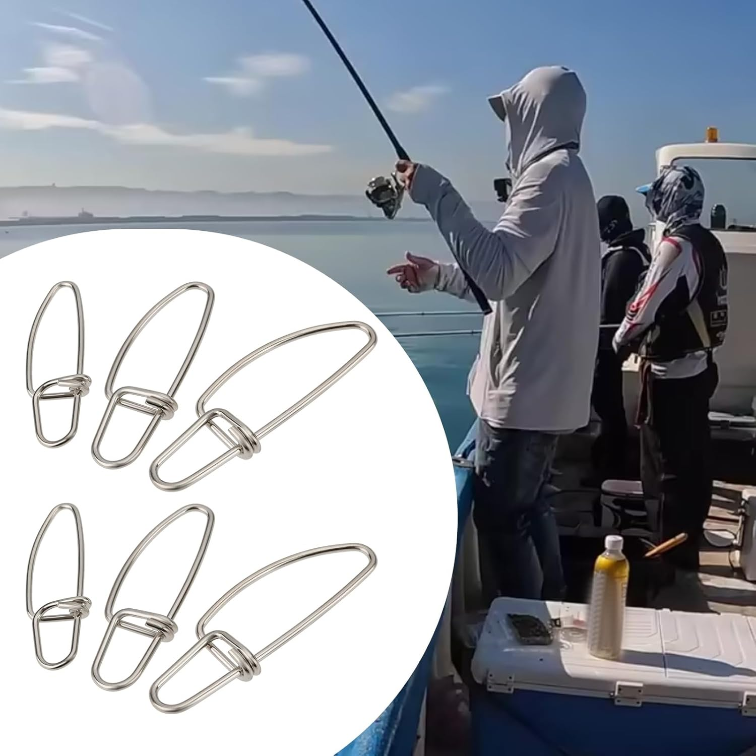 Create Idea 180Pcs Stainless Fishing Snaps Duo Lock Snap Kit for Saltwater Freshwater, Silver (11.6Mm 14.5Mm 16.5Mm 21Mm 23.5Mm 28Mm 34Mm 40Mm 47.5Mm) image number 3