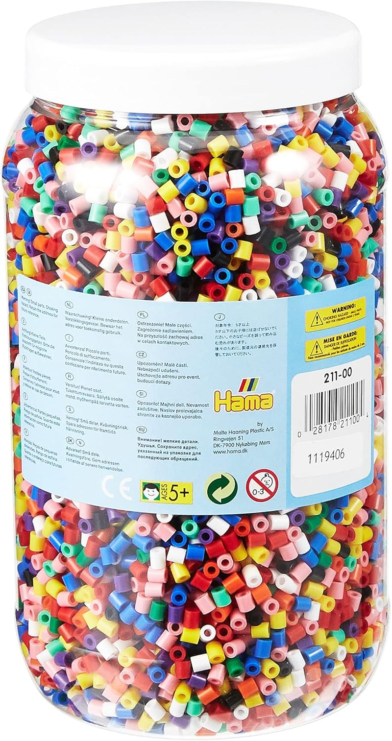 HAMA Bead Tub &ndash; 13,000 Bold Colour Beads | Large 5Mm Iron-On Fuse Beads for Kids Arts & Crafts | Creative DIY Kit for Fine Motor Skills & Learning Colours | Ages 5+ image number 5