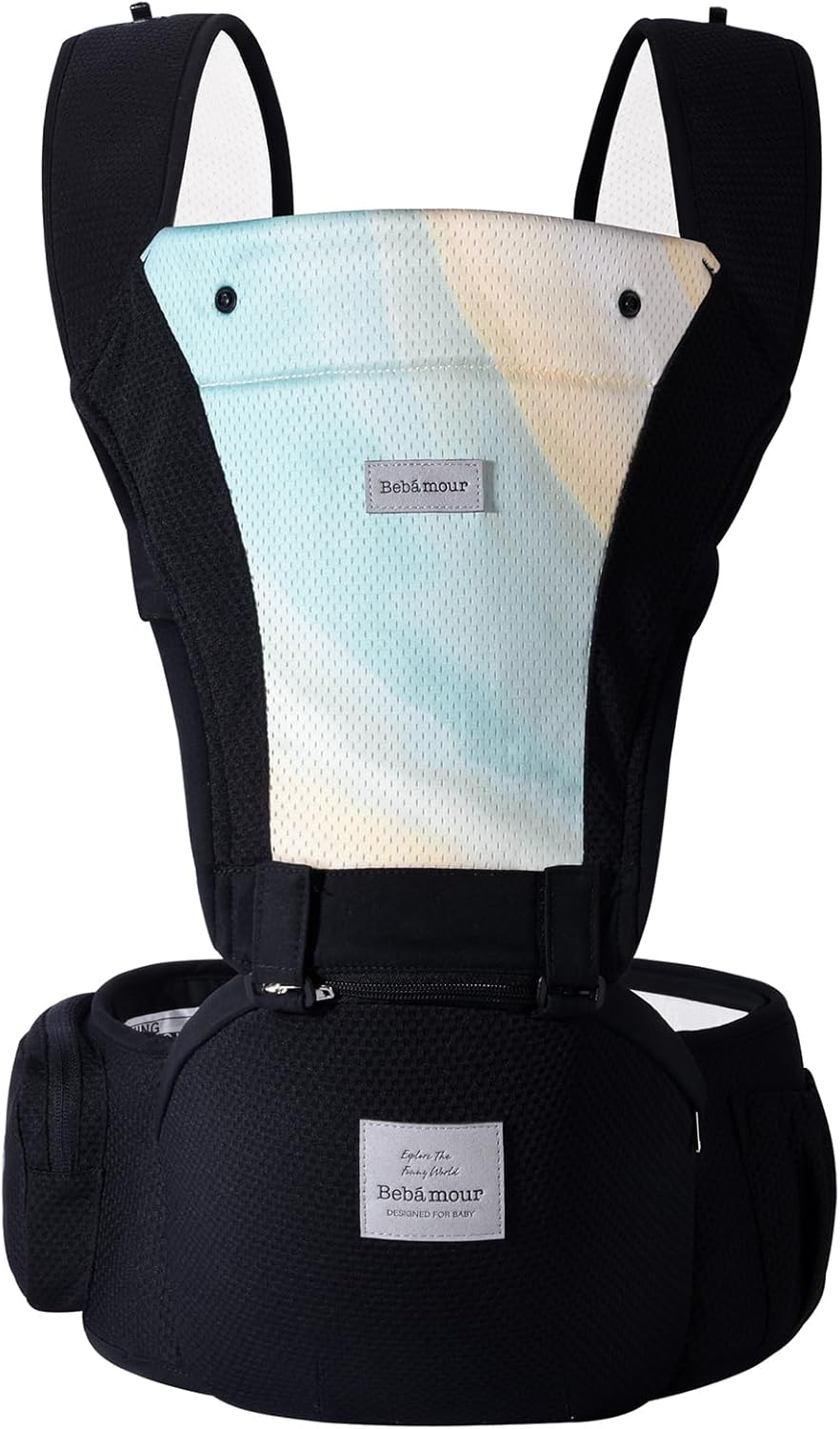 Bebamour Mesh Newborn Baby Carrier Front and Back Carry Baby Newborns to Toddler Baby Hip Carrier (Black) image number 1