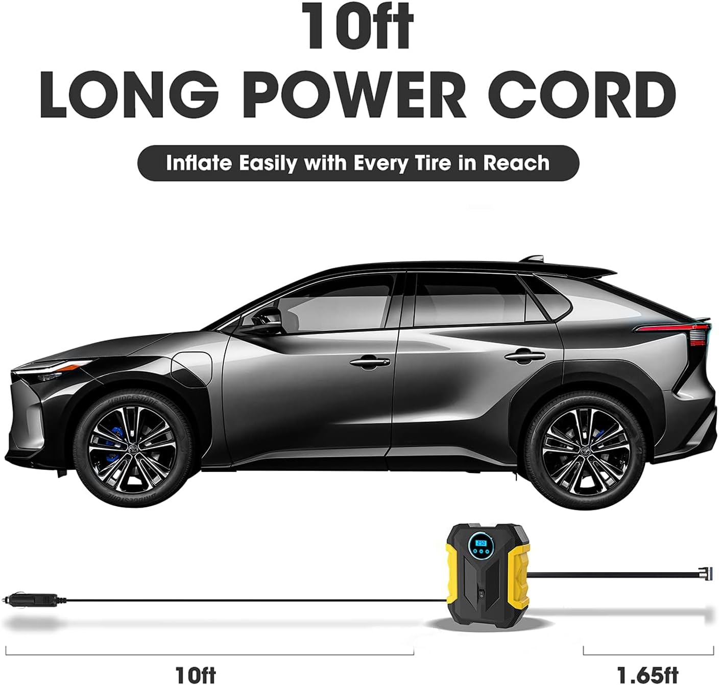 Air Compressor Tire Inflator, Digital Air Compressor Portable with LED Light 12V DC, 150PSI Auto Pump Portable Tire Inflator for Car, Bicycle, Motorcycle, Balls, Balloons image number 1