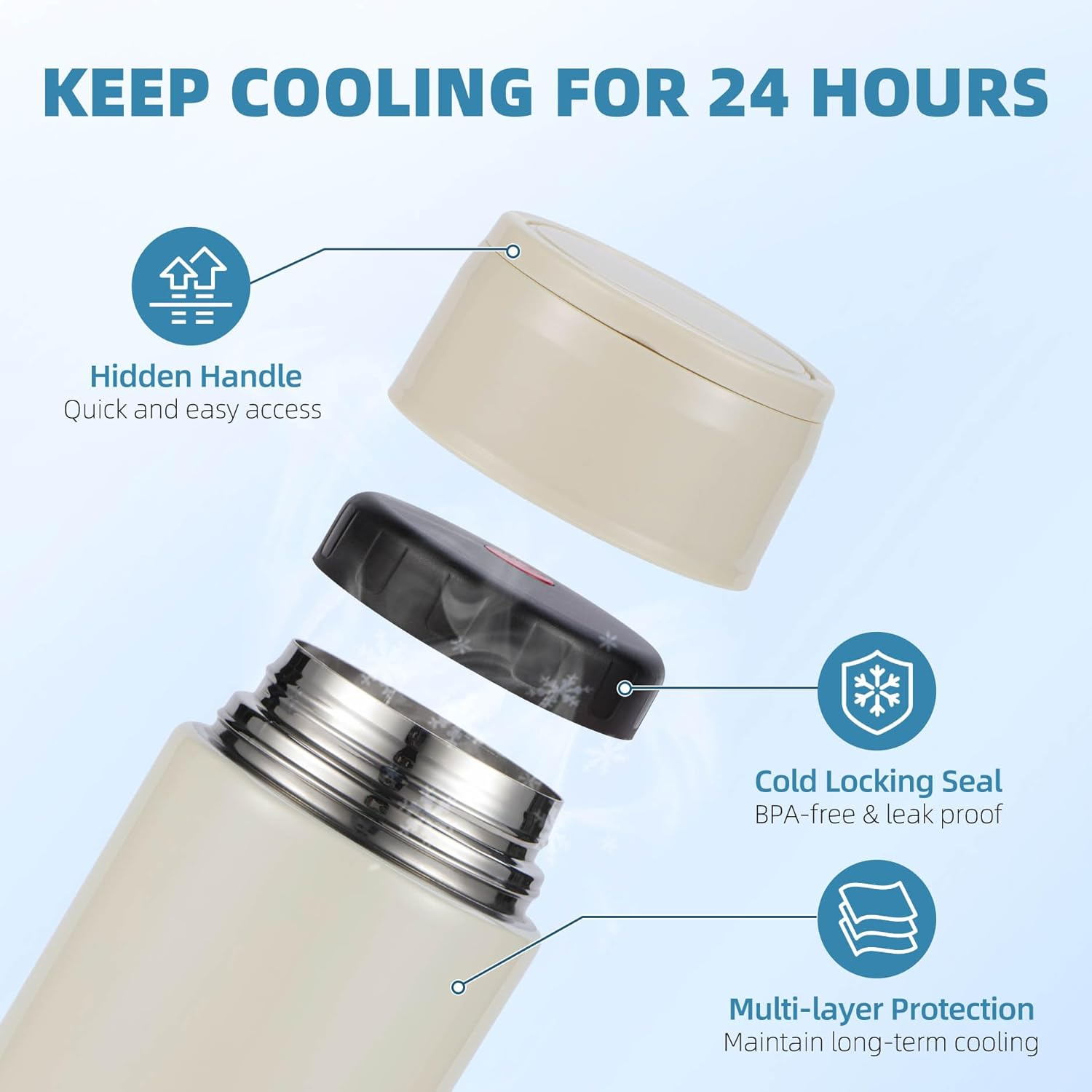 Portable Breast Milk Cooler, Stainless Steel Breastmilk Storage Keeps Breastmilk Cold for up to 24 Hours, Breast Milk Chiller Included Ice Pack for Women Outdoor Travel - Blue image number 4