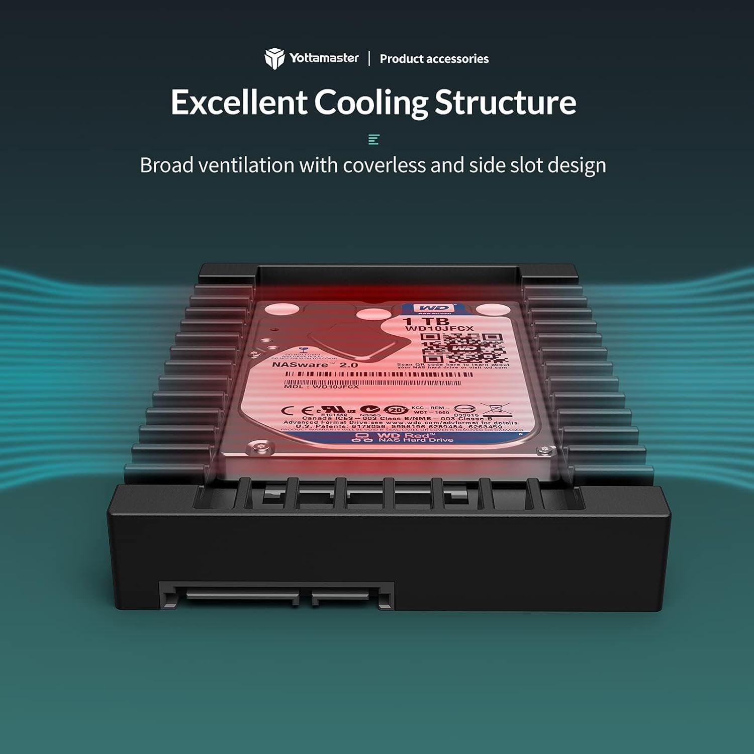 Yottamaster 2.5" to 3.5" Hard Drive Adapter-Abs Hard Drive Mounting Bracket for 7/9.5/12.5/15Mm 2.5" SATA HDD SSD, SATA 3.0 Interface image number 2