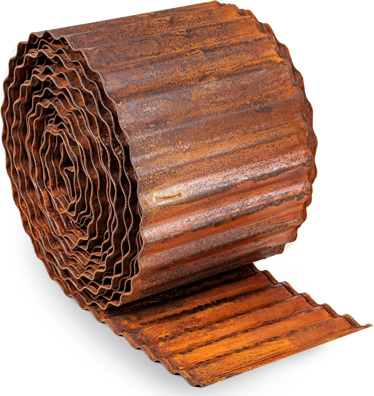 UNIGARDIA Corten Steel Lawn Edging 6 M - Metal Flower Bed Edging 15 Cm High - Easy Assembly - Flexible Flower Bed Border with Grate, 1 Pair of Mounting Gloves Included