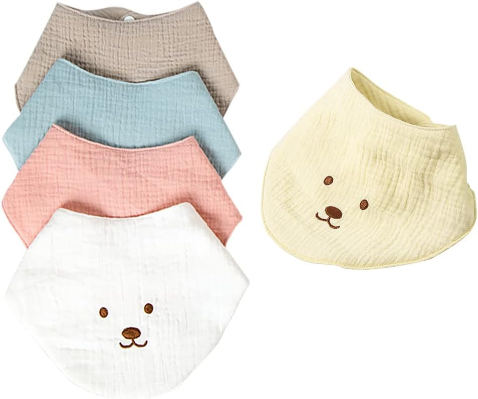 MOMSMENU Baby Bib Infant Bandana Drool Bibs Cotton Super Soft and Absorbent Girls Boys 5 Pack image number 2