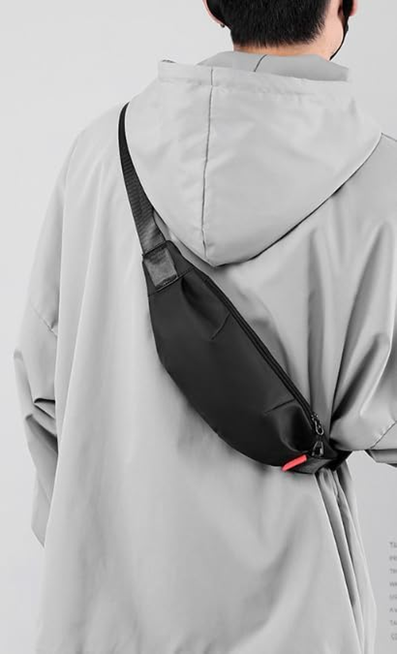 Crossbody Fanny Pack for Men Women, Crossbody Purse Belt Waist Pack with Zipper Pockets Casual Phone Shoulder Bag Pouch for Sports Hiking Travel Walking Running (Black, 36 * 12 * 4Cm) image number 5