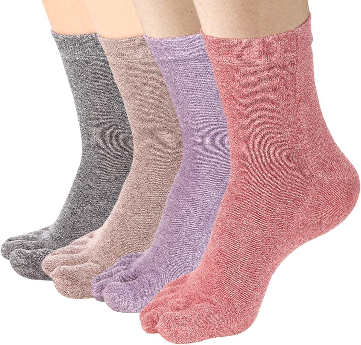 4 Pairs Women'S Toe Socks for Running Five Finger Socks with Cotton Athletic image number 3