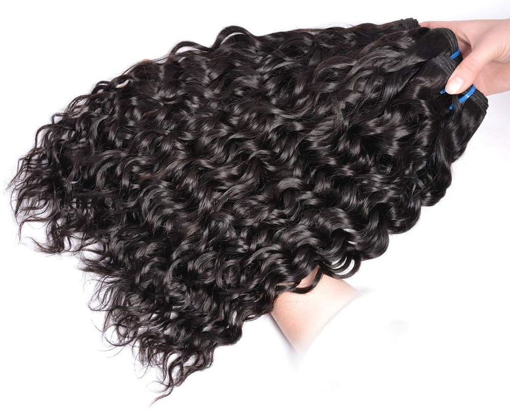 Water Wave Bundles Human Hair Brazilian Human Hair Wefts Curls Brazilian Virgin Hair Bundles 3 Curly Weave Bundles Human Hair Total 300 G 14 14 14 Inches