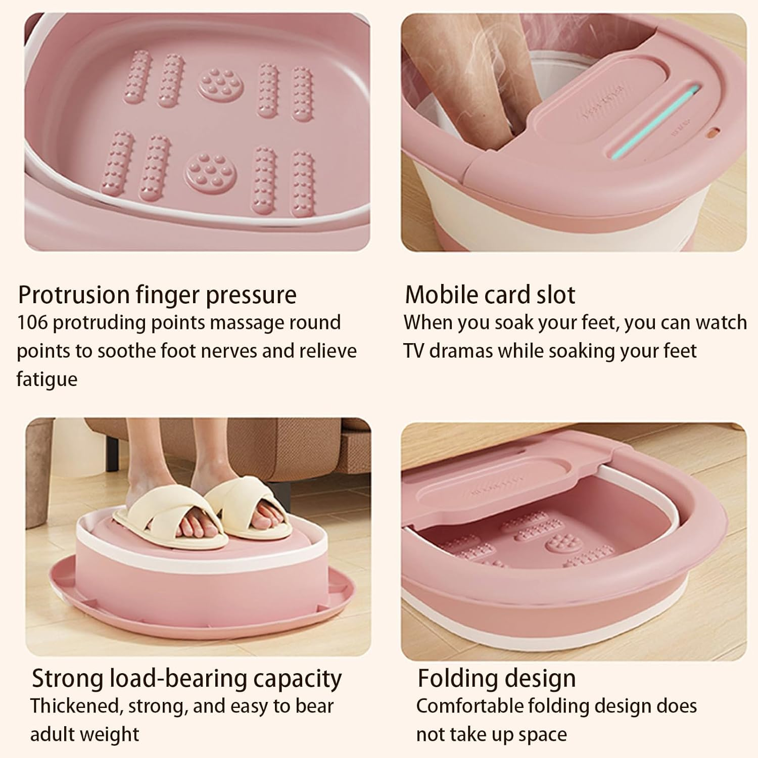 Foot Bucket for Soaking Feet | Foldable Foot Soak Tub | High Capacity Foot Bath Basin for Relieving Discomfort and Stress Borato image number 2