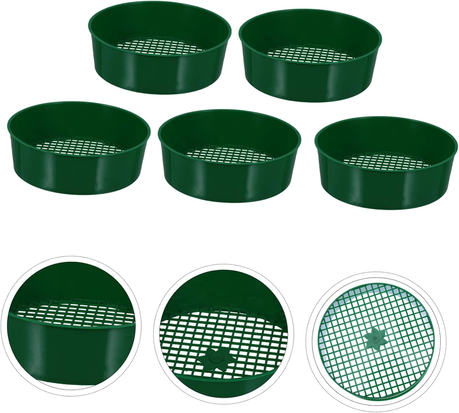 HAKIDZEL 5Pcs Plastic Mesh Sieve Garden Tool for Compost Soil Stone Sifting Portable Gardening Sifter Mesh Design Random Style image number 1