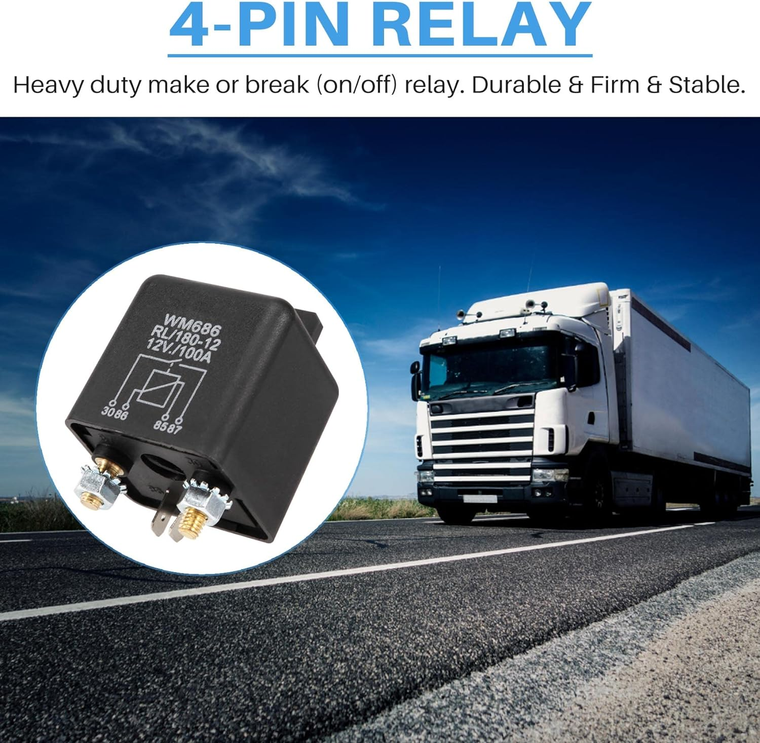 Ceahoify 12V 100Amp 4-Pin Heavy Duty On/Off Switch Split Charge Relay for Auto Boat Van Black image number 2