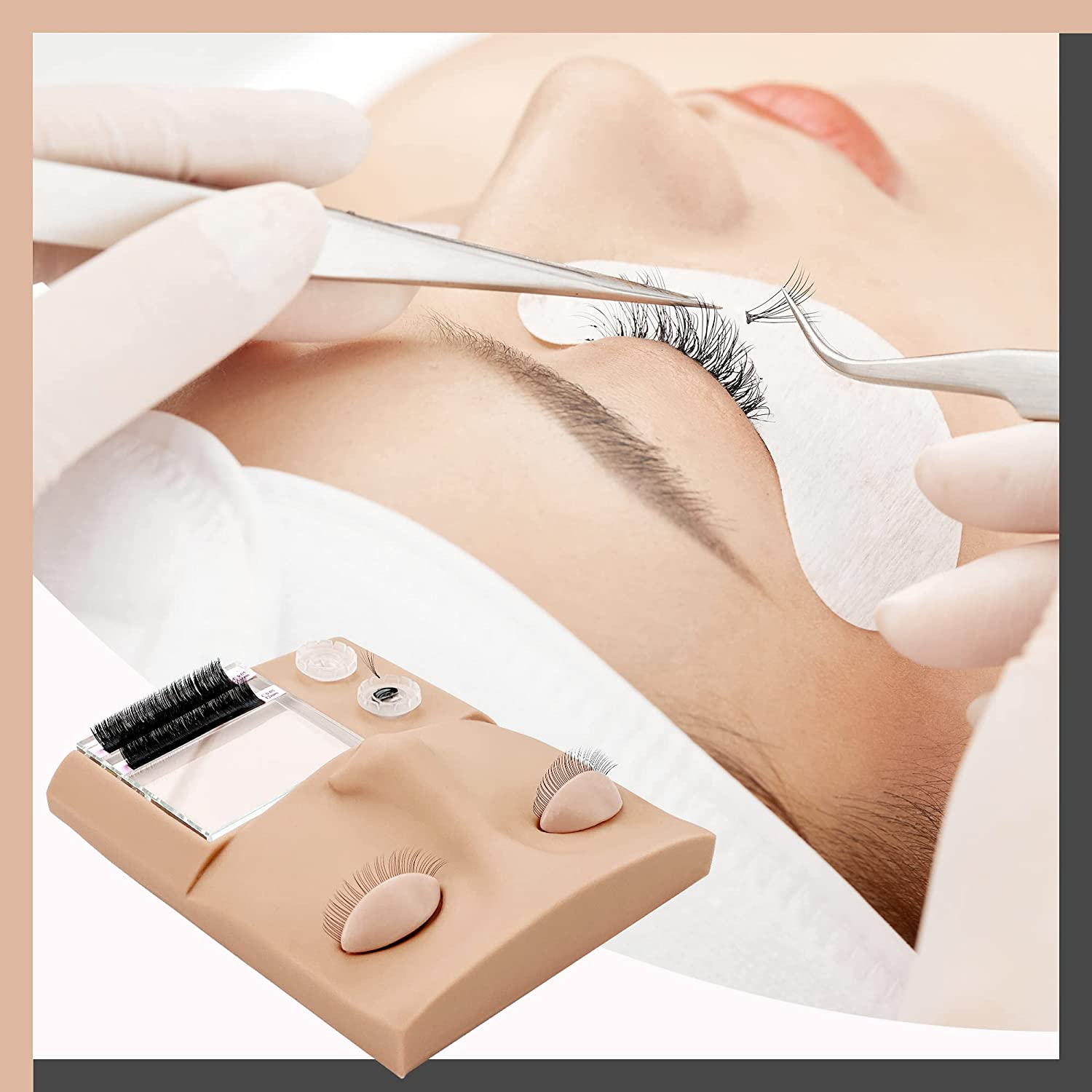 Beauty7 1 Box 3 Pairs Replacement Eyelids for Mannequin Head, Silicone Rubber Removable Realistic Eyelids for Eyelash Training Practice Makeup Extension image number 2