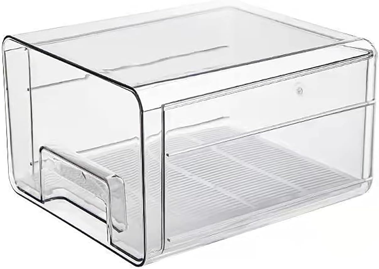 Food Storage Containers Pantry Organizer with Lids, Removable Drain Tray Fruit Vegetables Storage Rack Clear Fridge Storage Stackable Meal Fresh Keeper Bins image number 4