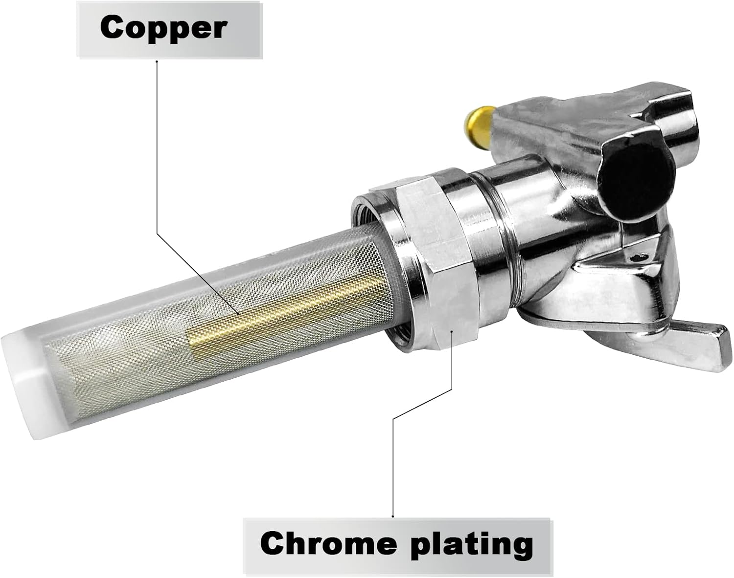 Petcock Fuel Valve 22Mm with Left Spigot 90 Outlet Shut off Valve Switch Fits for Harley Davidson Low Rider Dyna Fatboy Heritage Softail Springer Sport Glide Sportster image number 3