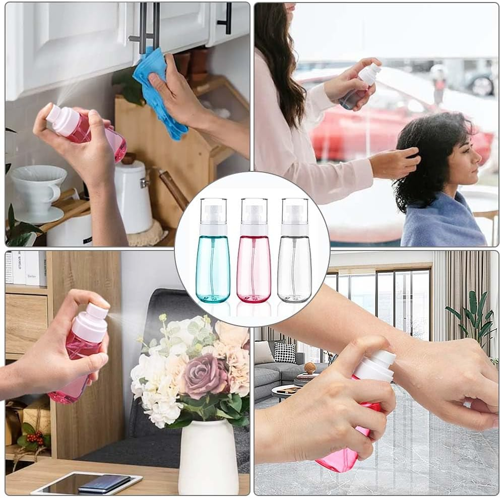 3Pcs Fine Mist Spray Bottle 3.4Oz/ 100Ml Empty Cosmetic Refillable Travel Containers Plastic Hair Spray Bottle Sprayer for Perfume Skincare Makeup Lotion (3Color) image number 5
