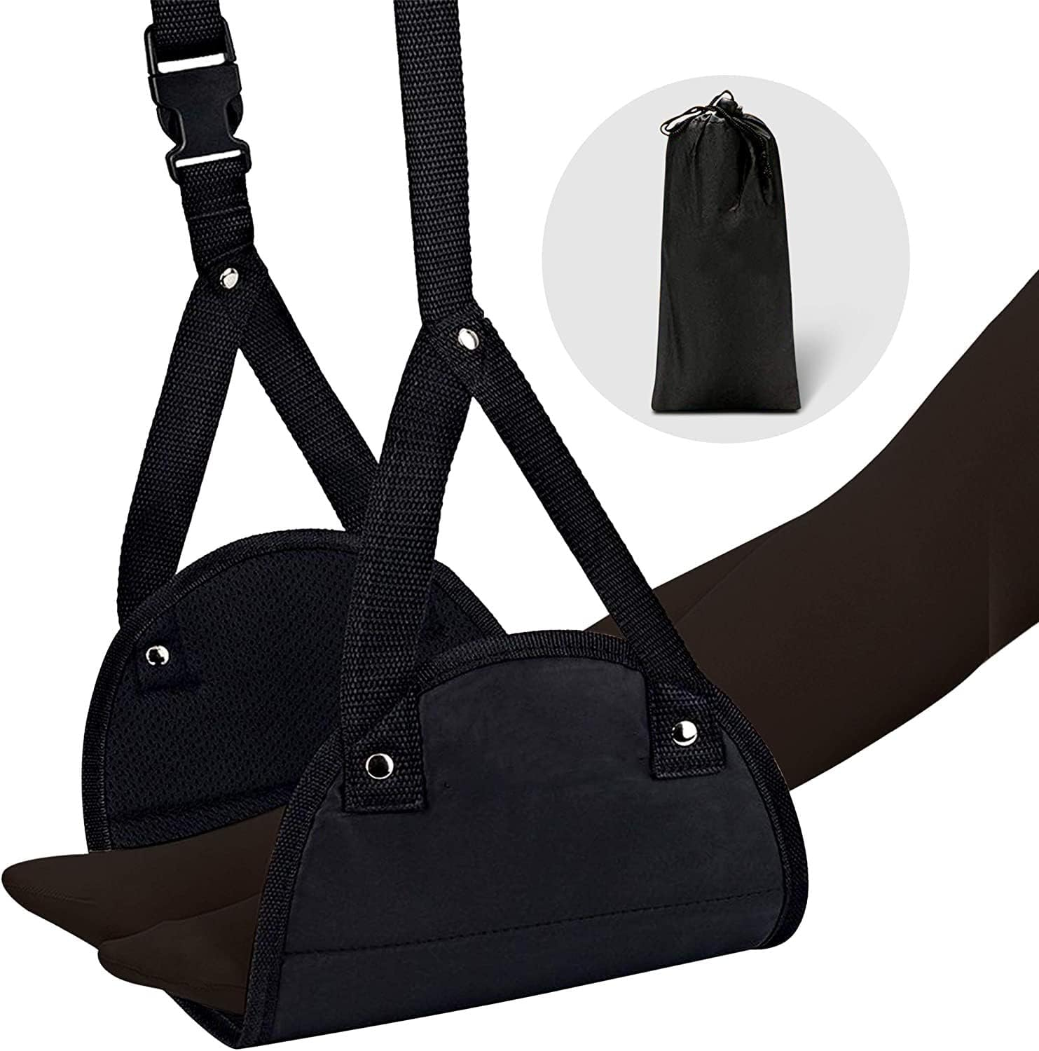 Airplane Footrest Made with Premium Memory Foam, Airplane Travel Accessories, Footrest Hammock, Portable Airplane Foot Rest Used in Office/Plane/Home, Hammock Leg Rest Adjustable Height image number 4