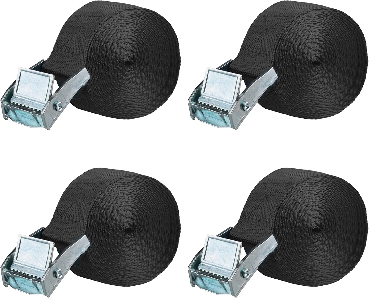 Azarxis Lashing Tie down Straps Cinch Webbing with Adjustable Heavy Duty Cam Buckle for Securing Cargo Roof Rack Motorcycle Kayak Surfboard Truck Luggage (2M, Orange - 4 Packs)