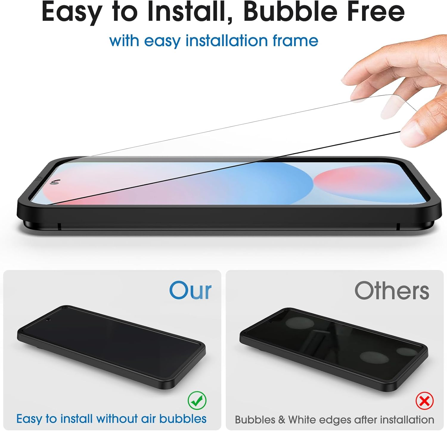 Amfilm [3+2 Pack] Screen Protector for Samsung Galaxy S24 FE with Camera Lens Protector, 9H Hardness Tempered Glass, anti Scratch, Bubble Free image number 5