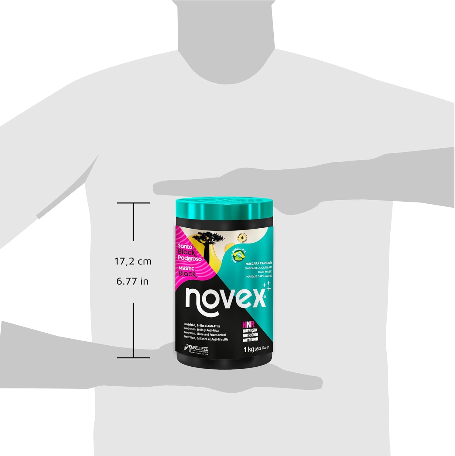 Novex Mystic Black Deep Hair Mask 1Kg Jar 1L Unisex Adult Curly Hair Conditioner image number 1