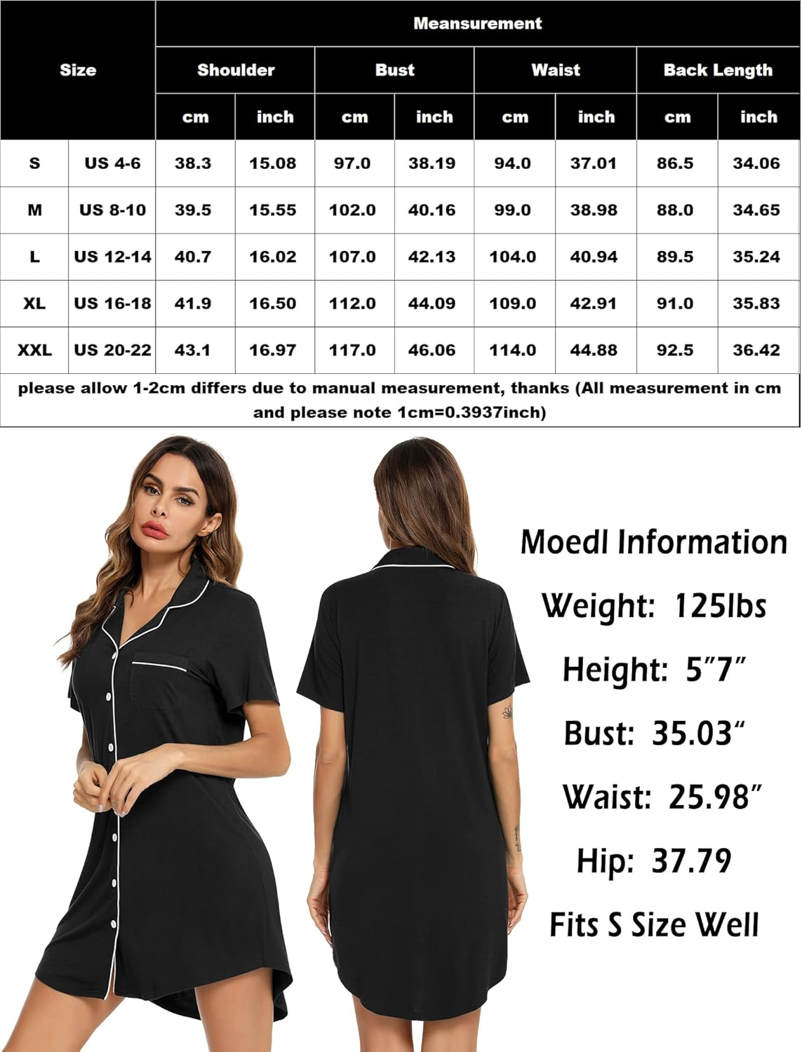 Maternity Nightgown for Women Nursing Pajamas Long Sleeve Sleepshirt image number 2
