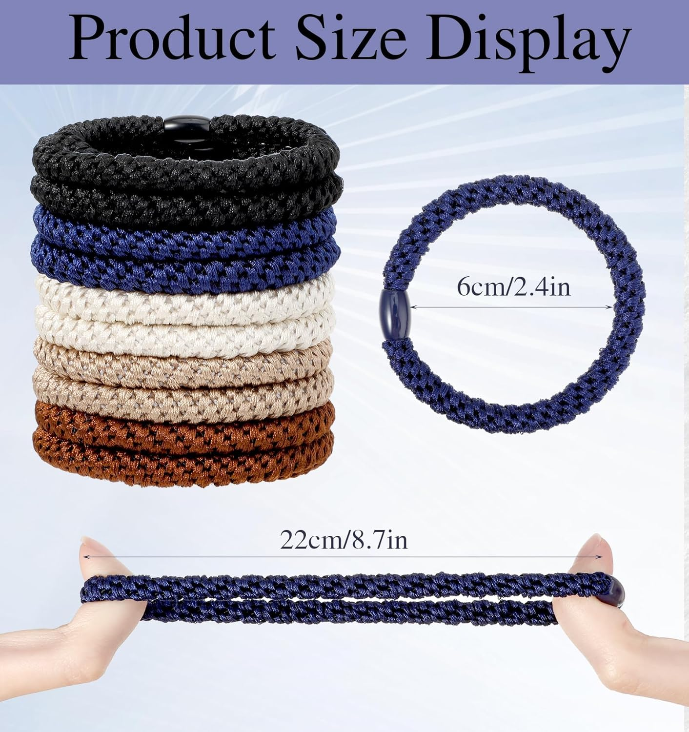 Yamobi 10 Pieces Mens Braided Hair Bobbles for Men Bun Curly Scrunchies Thick Hair Elastic Hair Bobbles for Men No Wrinkles Hair Bools