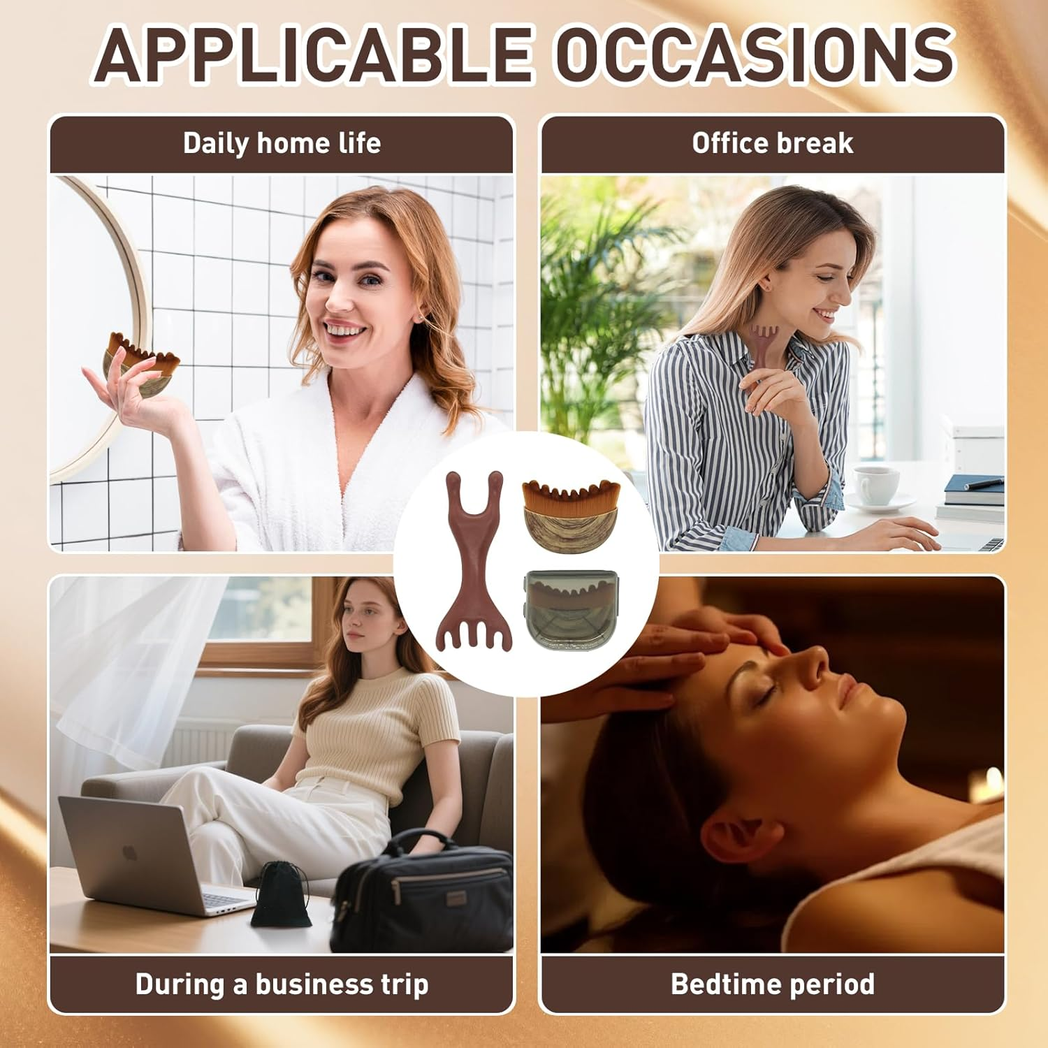 Lymphatic Face Brush, Lymphatic Contour Face Brush with 1 Massage Comb, Lymphatic Drainage Massager Chin and Jaw Shaping Facial Cleansing, Dry Face Brush (With Storage Bag) - Set-A image number 2